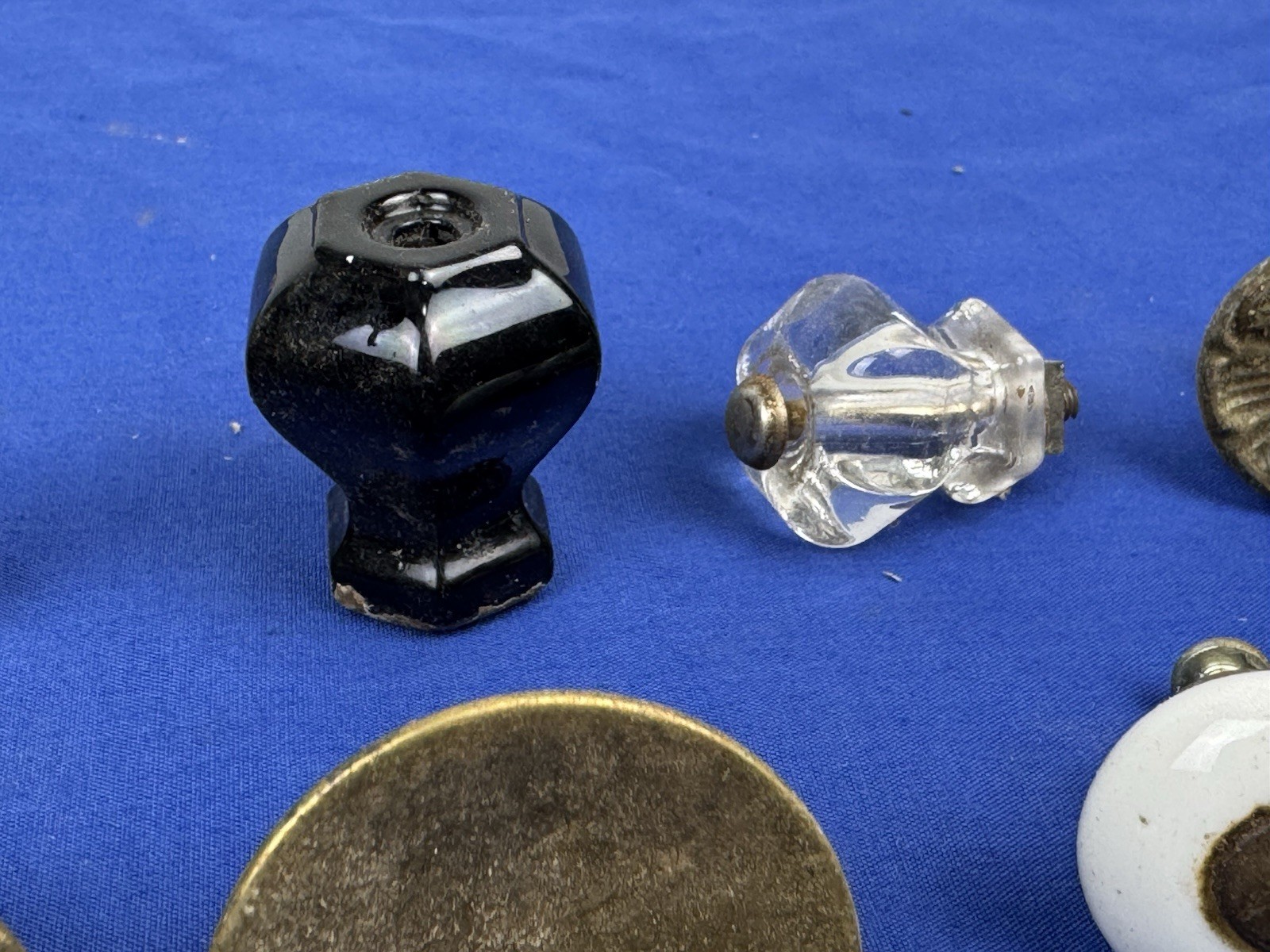 21 Antique & Vintage Pull Knobs, Door or Drawer, Metal (Tin, Steel), Glass, Wood
