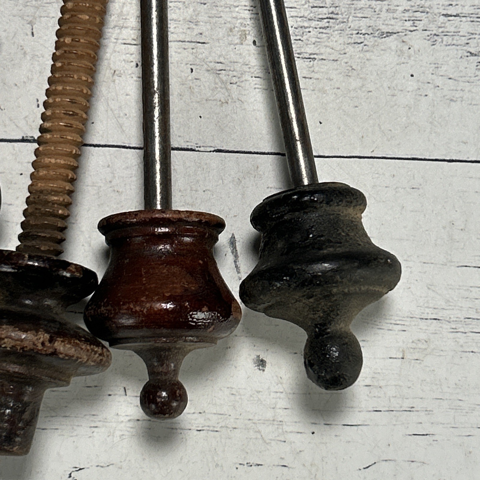 Vintage Drawer Pulls Lot 3 Wood 1 Solid Metal 1920s-1950s Architectural Salvage