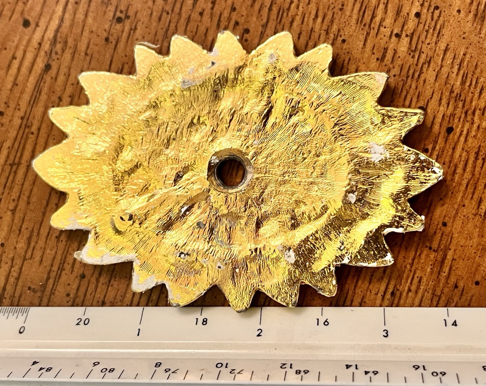 Antique Vtg Solid Brass Bobeche Rosette Acanthus Leaf Motif Cabinet Pull Backing