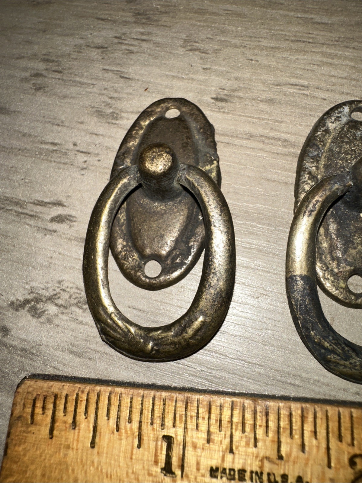 3 ANTIQUE VINTAGE Ring Drawer Pull Handle Cabinet Knob Drawer Pulls Small Brass