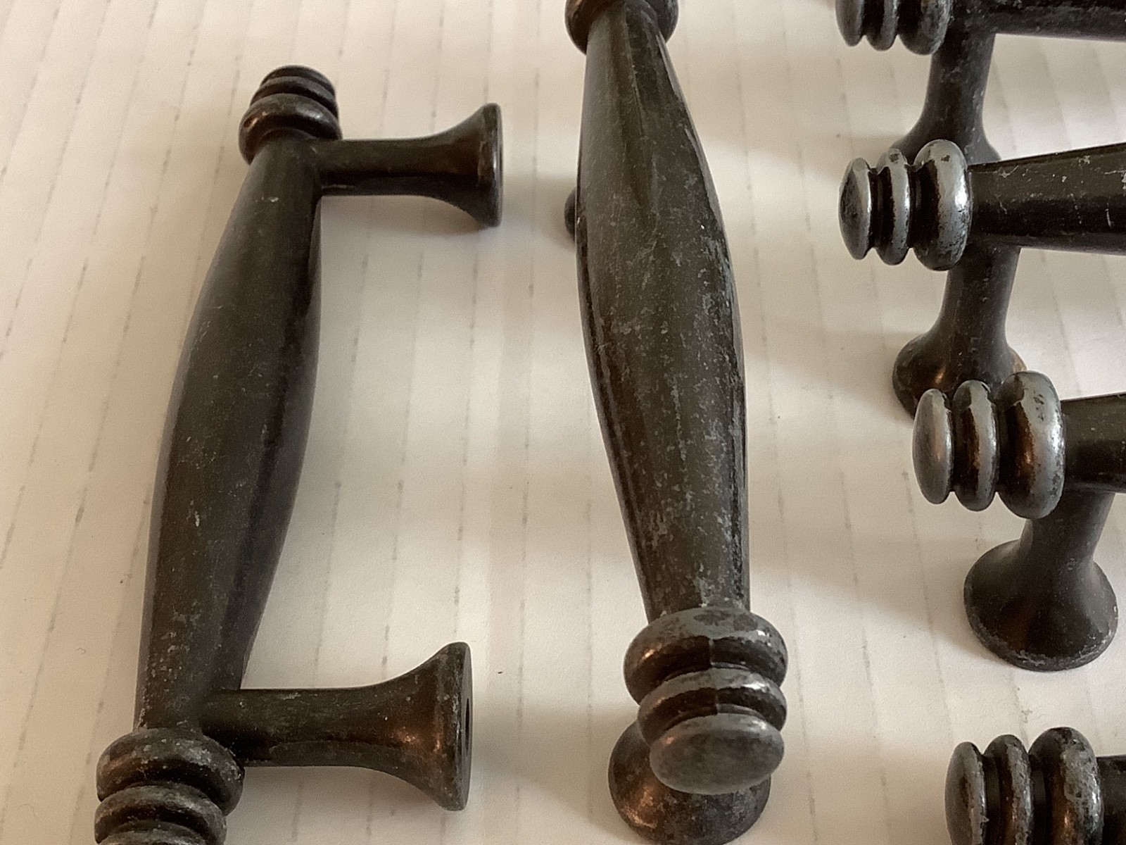 SET OF 8! VINTAGE CABINET DOOR / DRAWER PULLS BLACK /GRAY 3” C TO C
