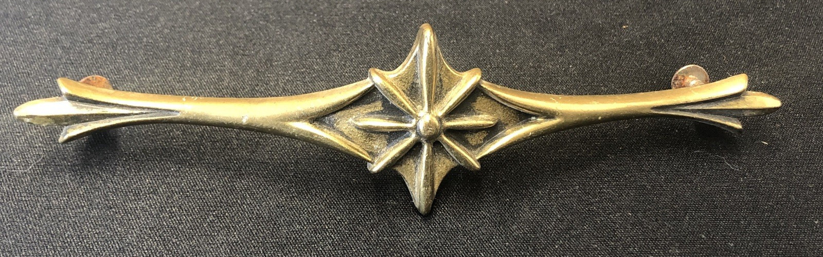 5 Vintage ATOMIC STARBURST MID CENTURY BRASS HANDLES DRAWER PULLS WITH SCREWS