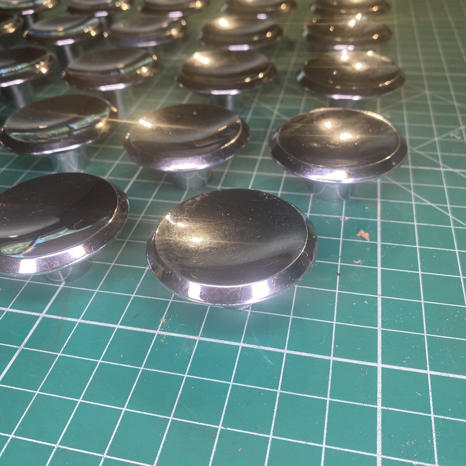 Vintage MCM 2” Round Beveled Concave Silver tone Pull Knob Lot Of 24