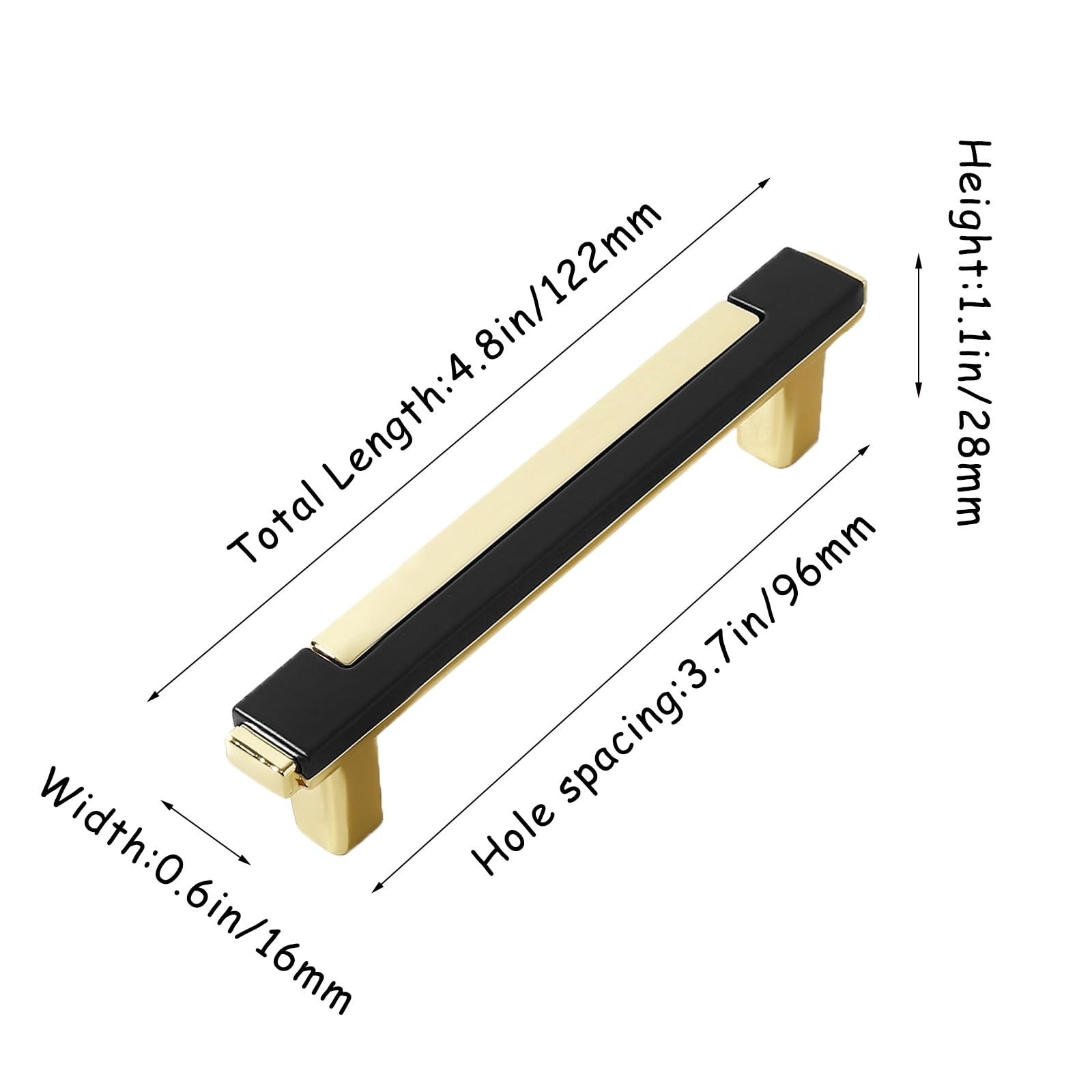 10 Pack Black Gold Cabinet Pulls & Handles, 3.7 Inch Hole Center | Polished a…