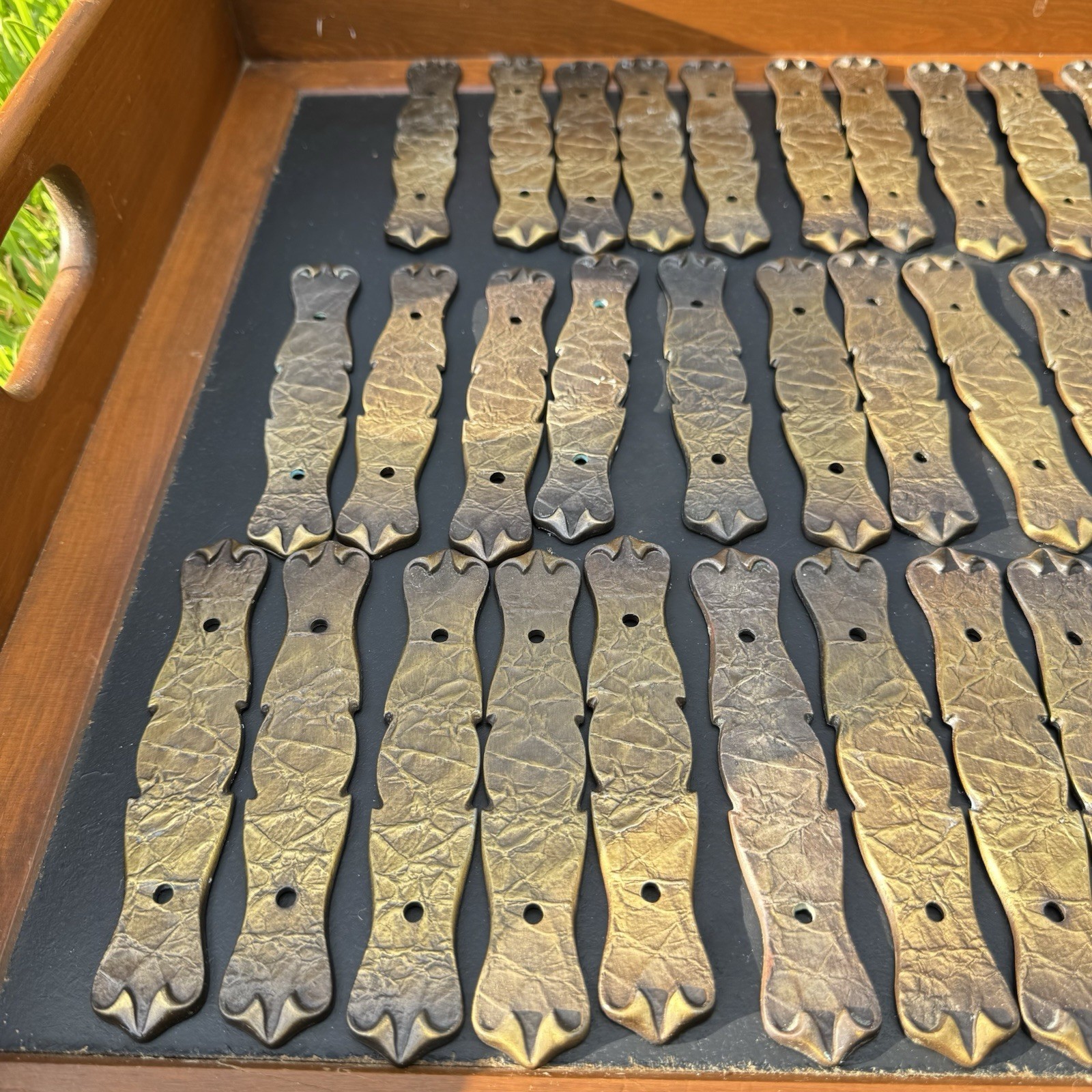 Lot of 54 VTG Amrock 176A-1 Brass Drawer Backplates 3” Ctrs RD 1971 Pat D219425