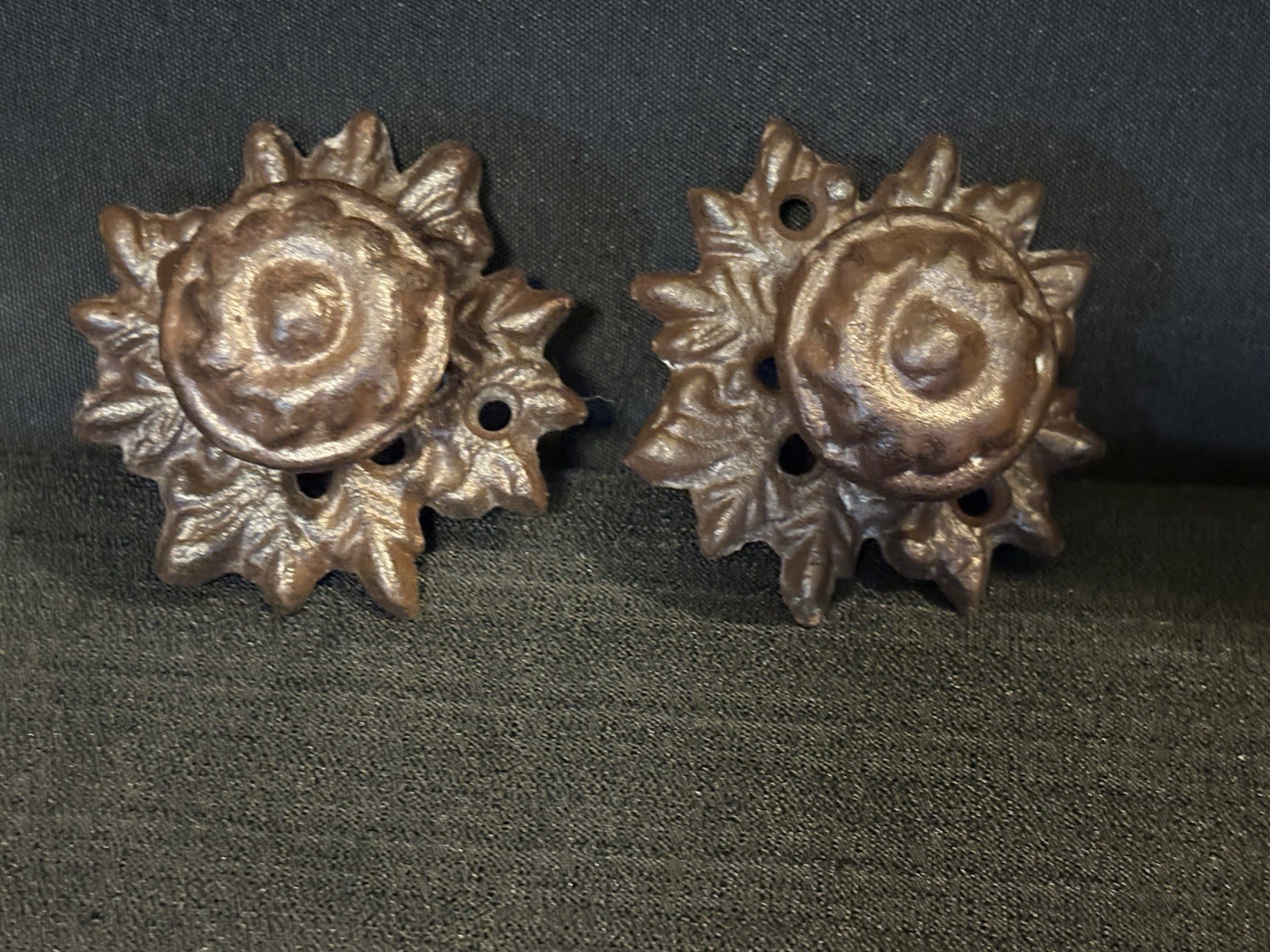 2- Rustic Leaf Cast Iron Drawer Pull 3″ wide