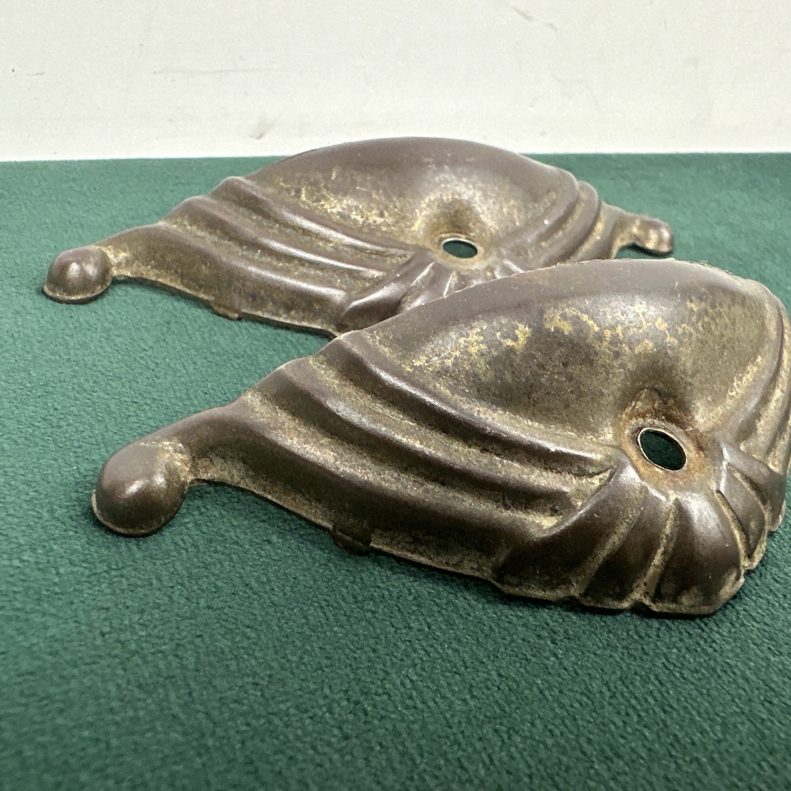 Antique Art Deco Cup Pull Backplates 4.75” Wide Drawer Hardware Lot 2