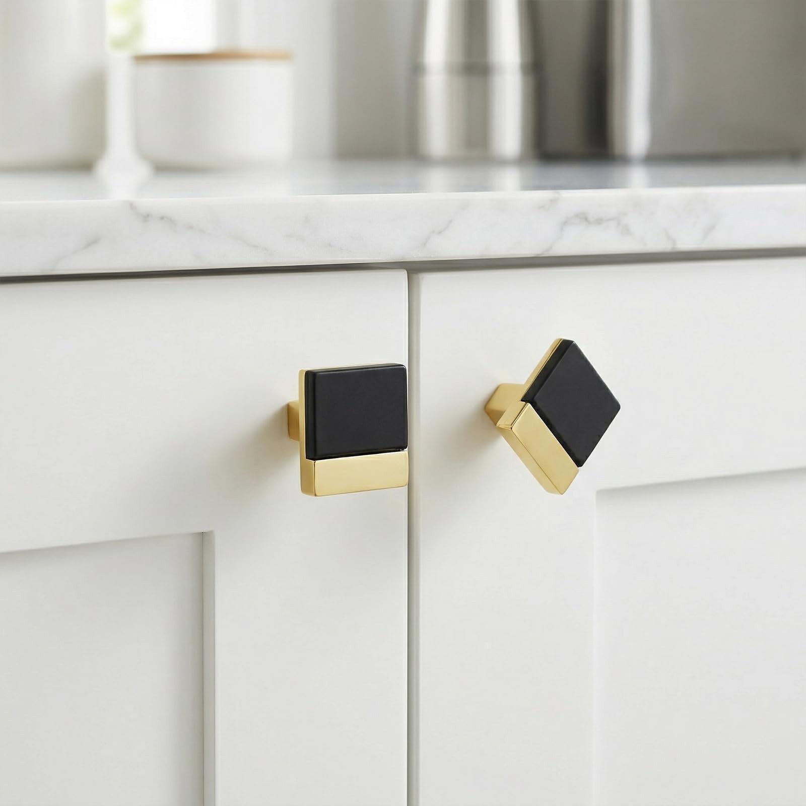 10 Pack Black Gold Cabinet Pulls & Handles, 3.7 Inch Hole Center | Polished a…