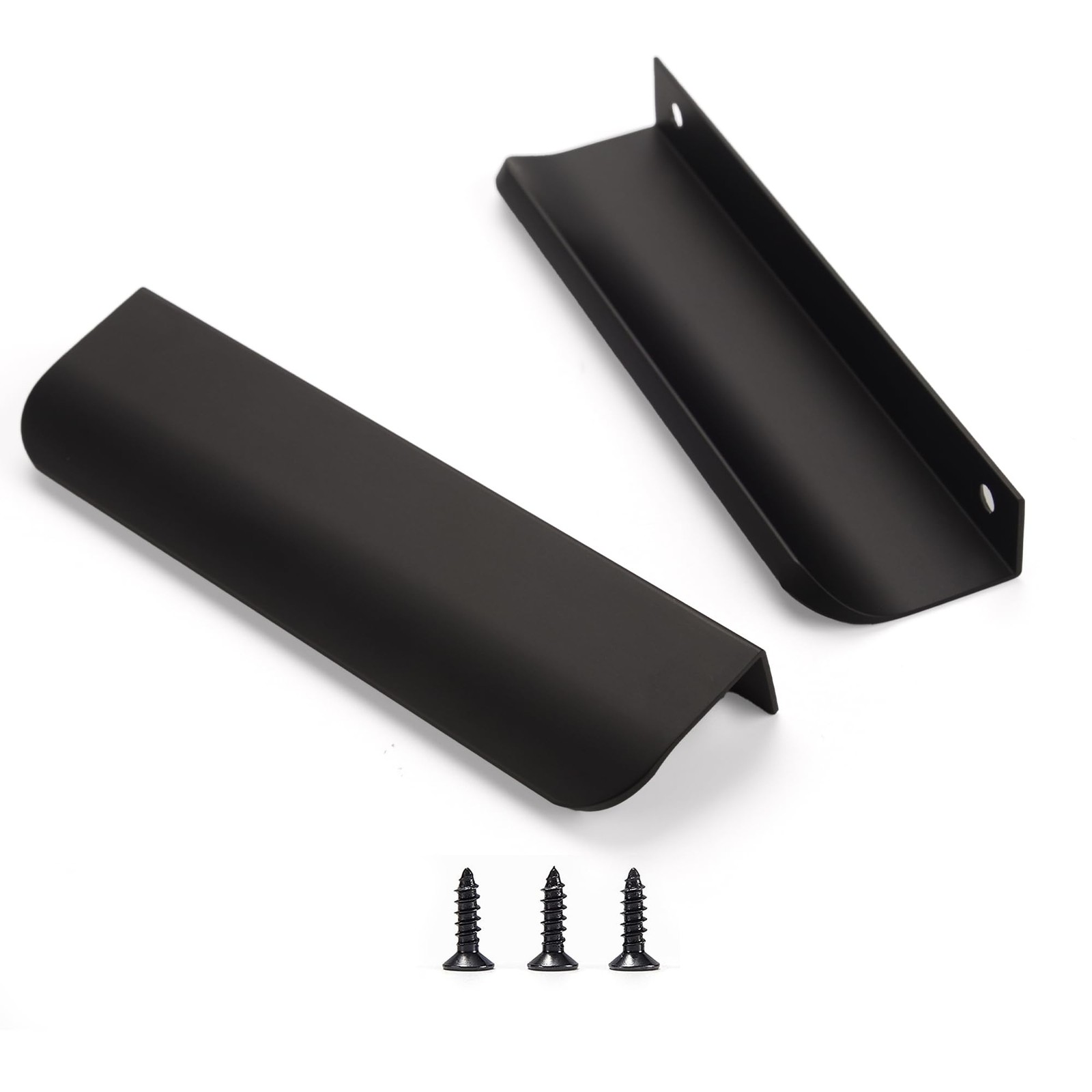 Sunlithor Edge Matt Black Finger Pull For Cabinets Kitchen Concealed Drawer