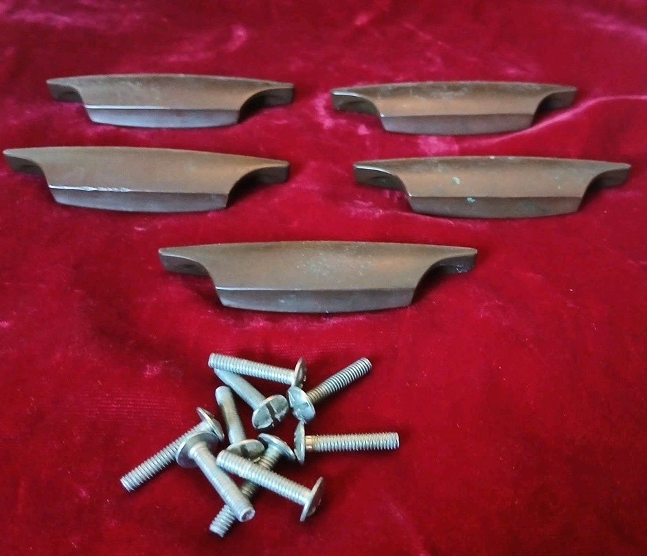 Set of Five (5) MCM Copper Drawer Pulls 3.5″ Across 1.75″ Centers Ajax? Amerock?