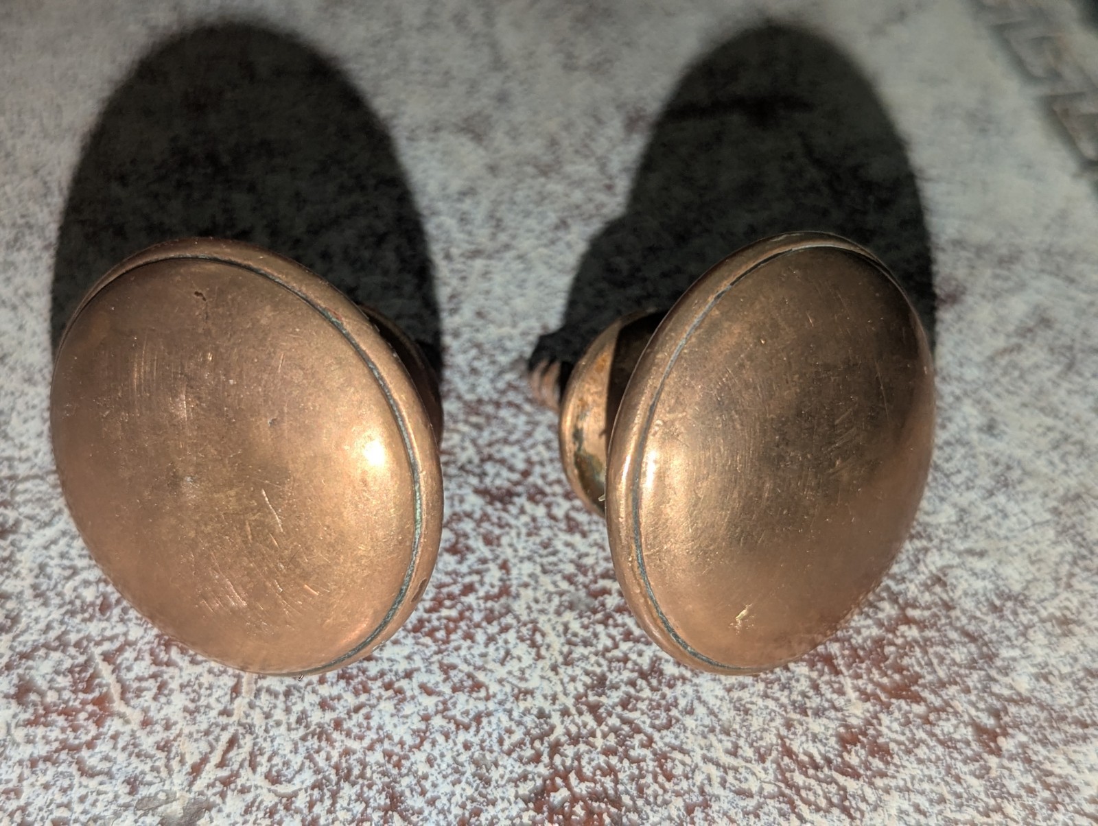Pair ANTIQUE Quality Heavy Brass Bronze Cabinet Drawer Knobs 1 1/2 Inch