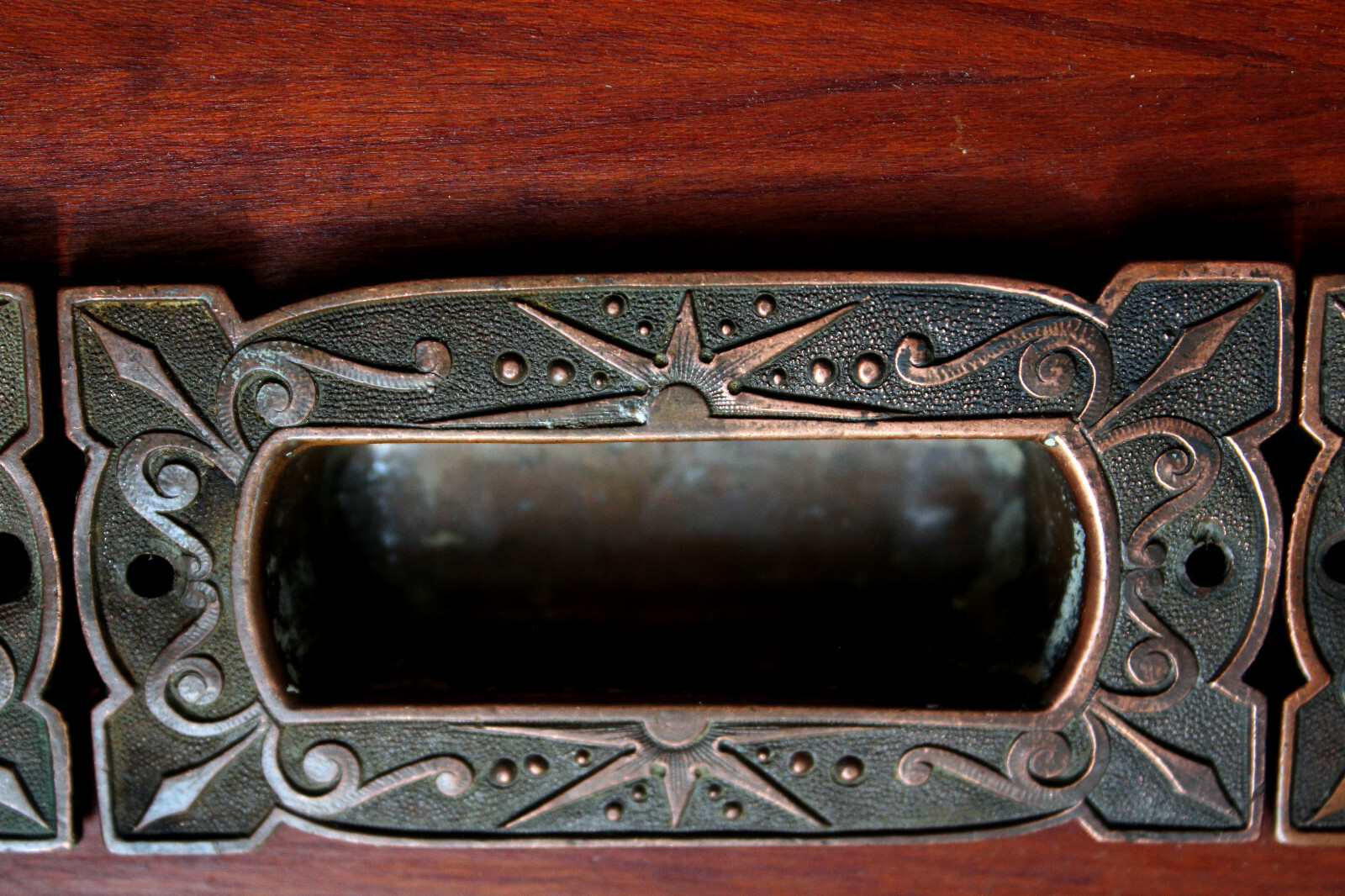 4 pcs Antique Late 1800’s Copper/Bronze Drawer/Door/Sash Finger Pull Recessed