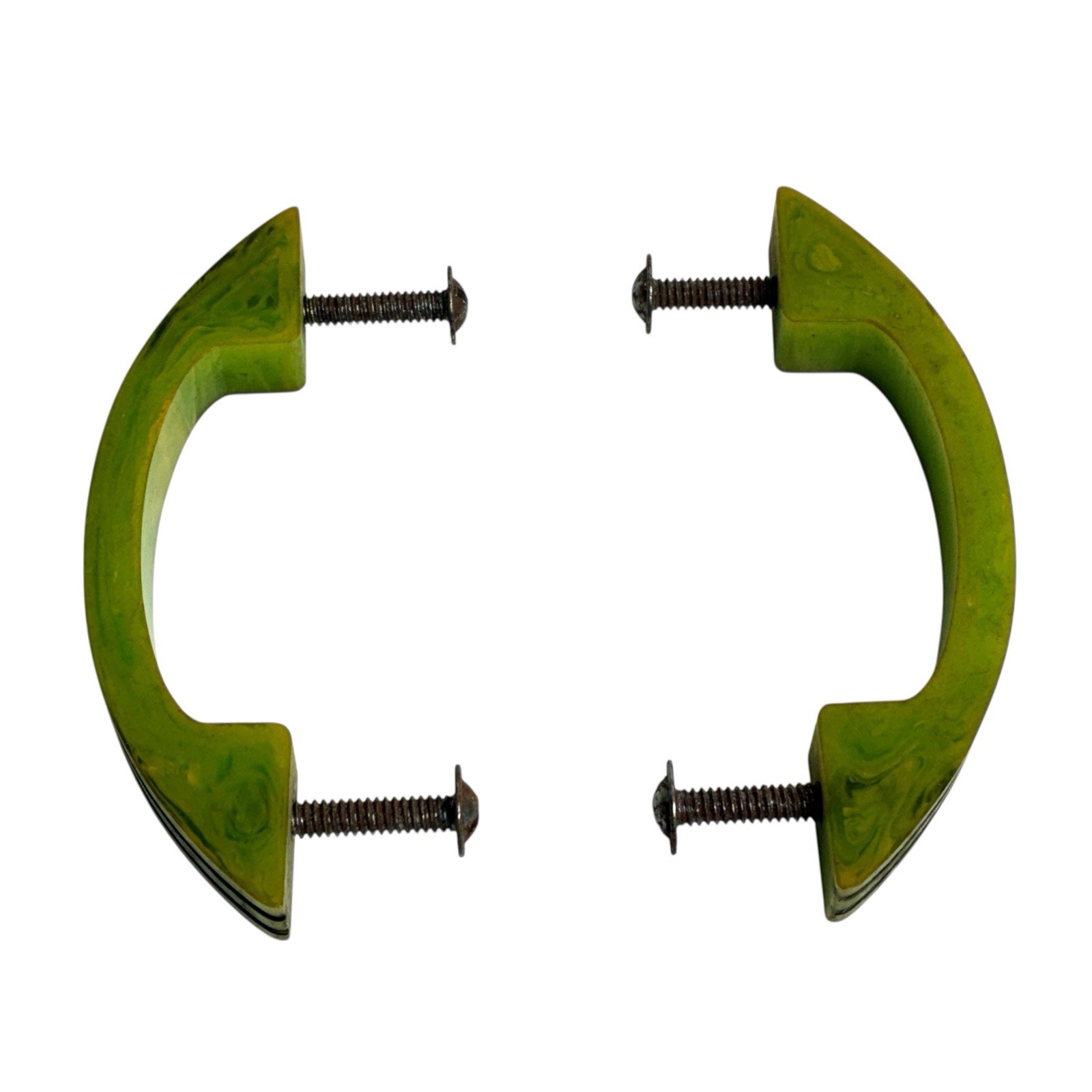 1940s Art Deco Green 4″ Drawer Pulls Cabinet Handles one Pair