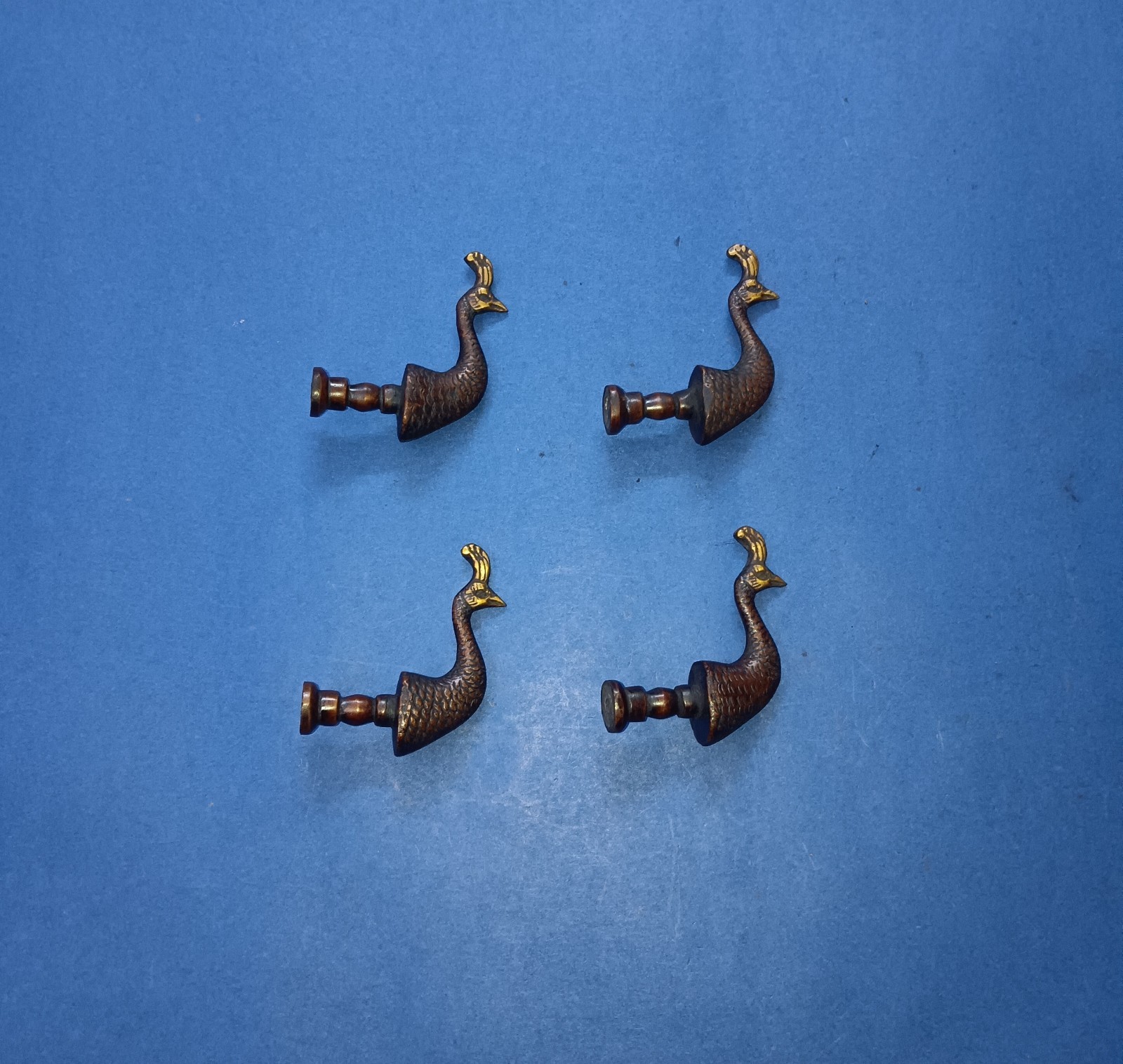 Peacock Head Shape Home Window Knob Brass Drawer Knobs Set of 04 Pieces GTX