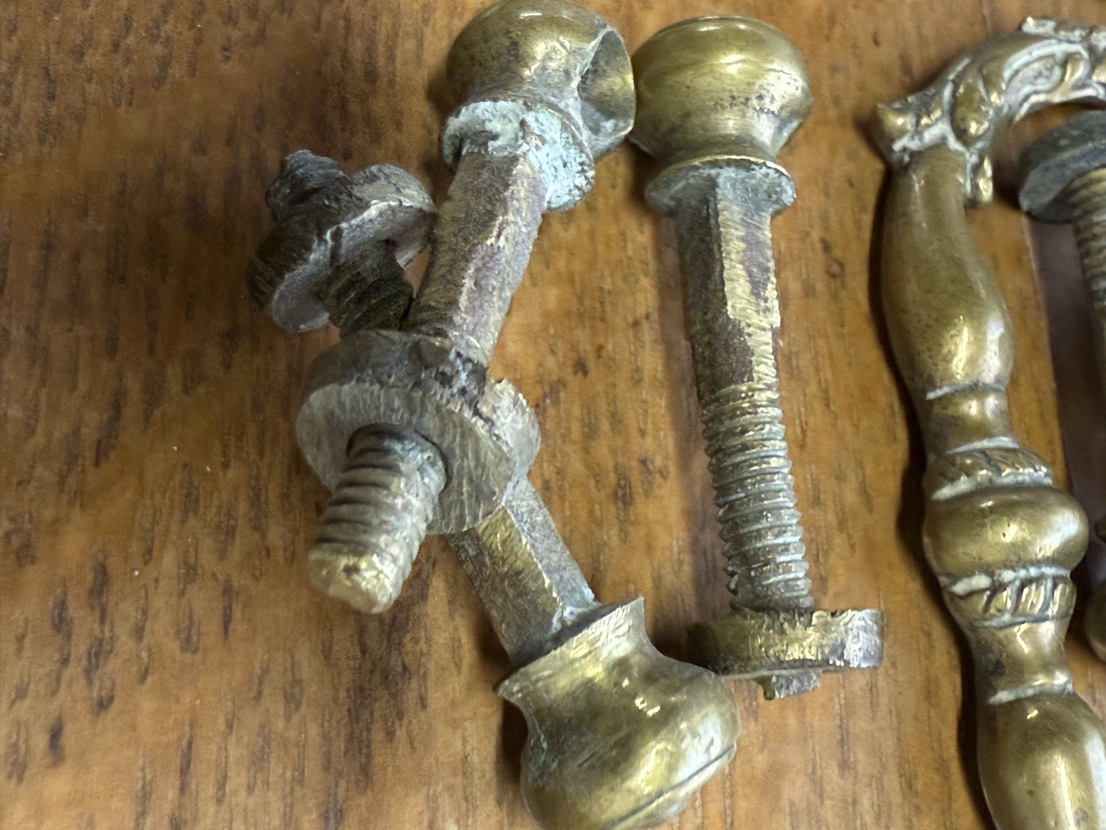 Antique Georgian bronze brass hardware chippendale period set 18th century