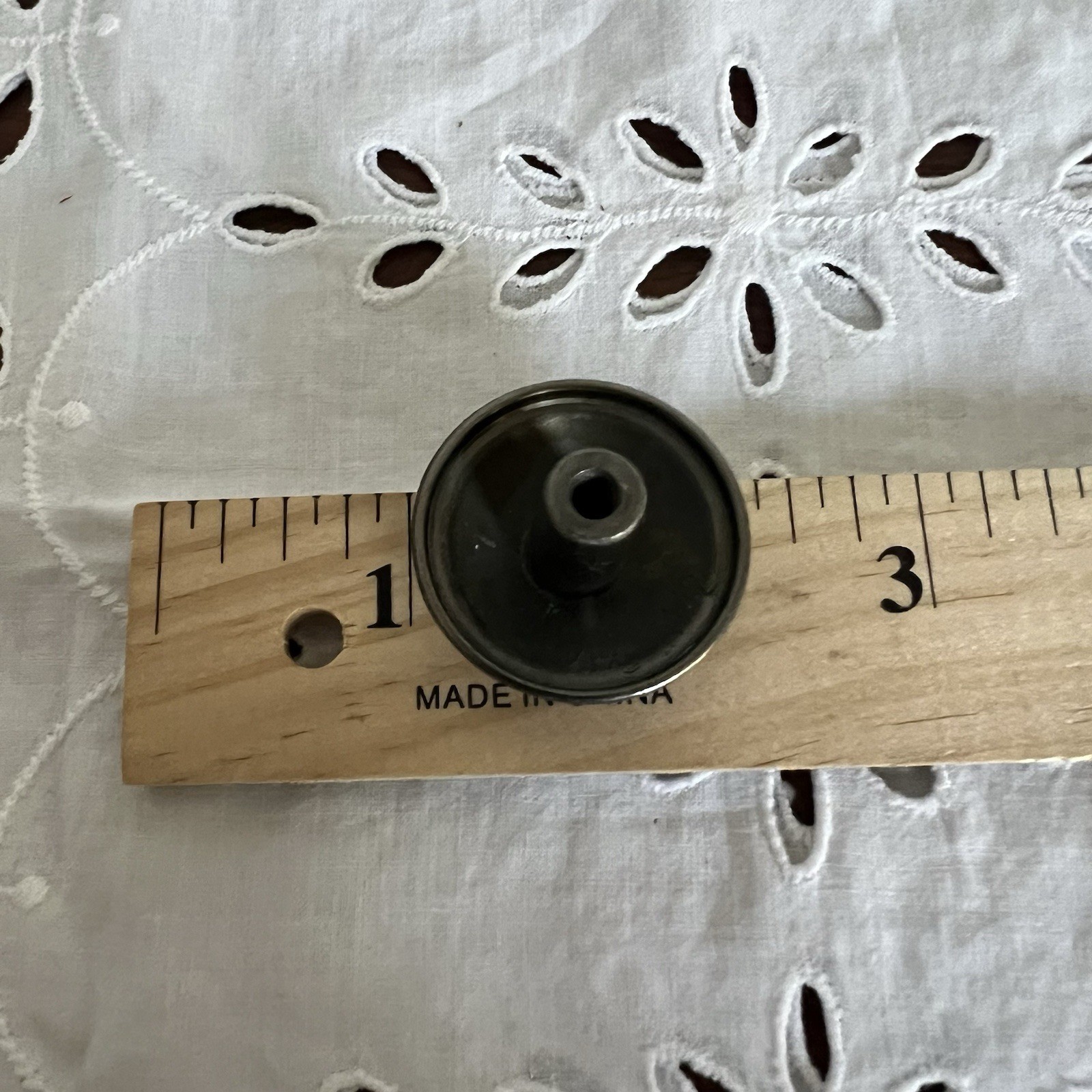 Vintage Knobs Black/Silver & Brass Tone Metal Qty 2 No Screws Mid Century
