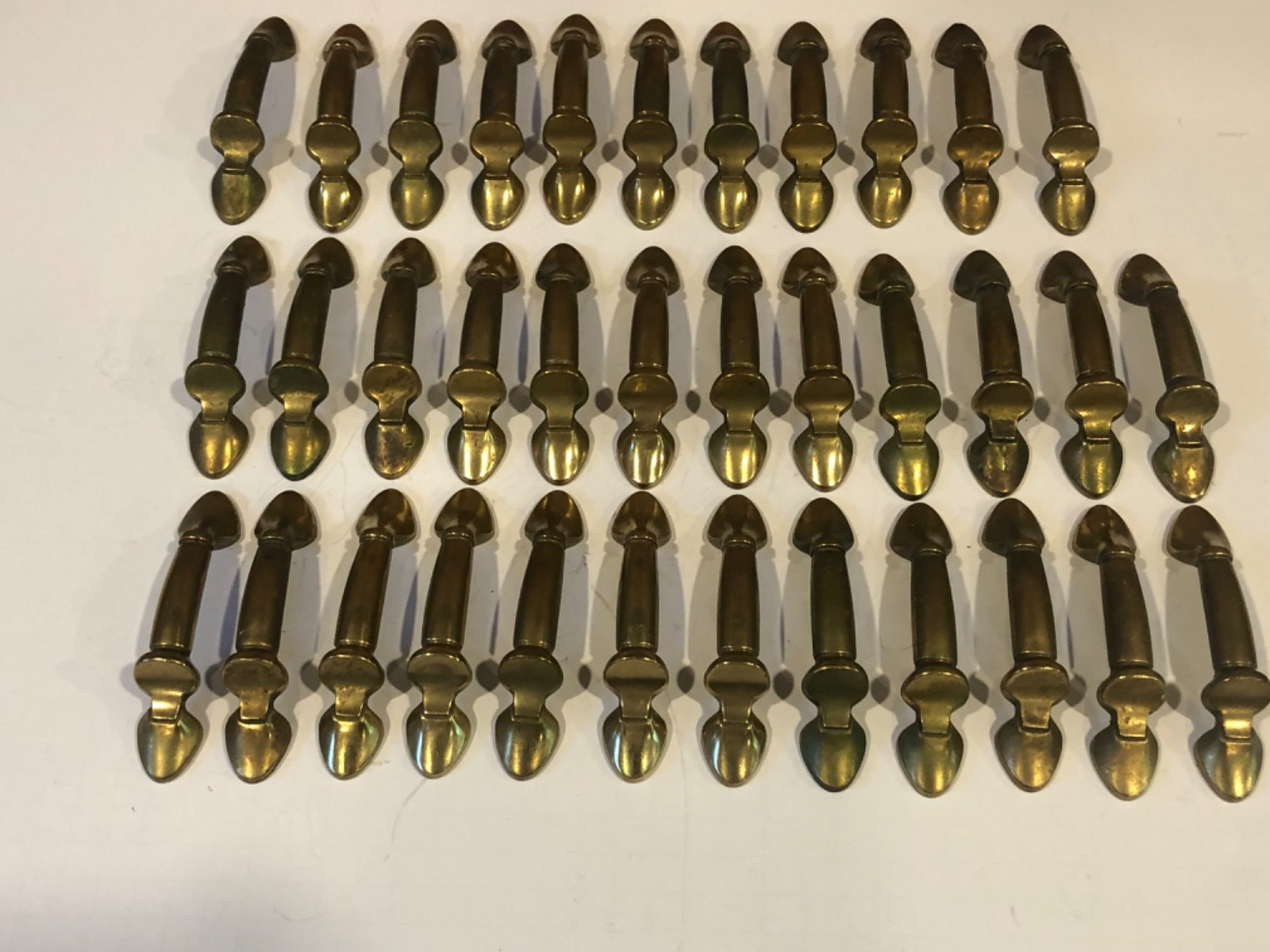 Vintage Brass Drawer Pulls Handles Knobs Cabinet Lot of 35