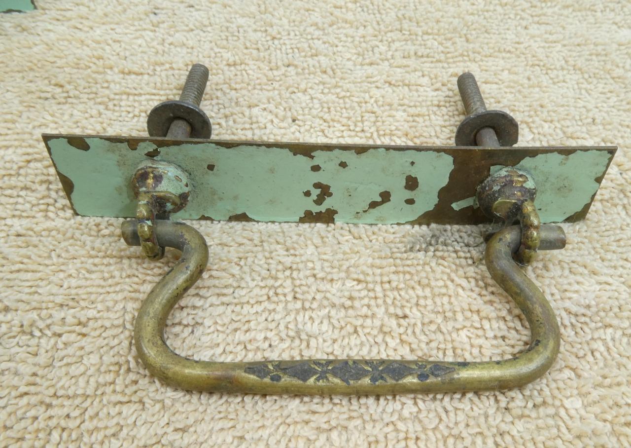 ANTIQUE BRASS DROP PULL HANDLE SET OF 4 Drawer Pulls Bail Furniture Hardware !