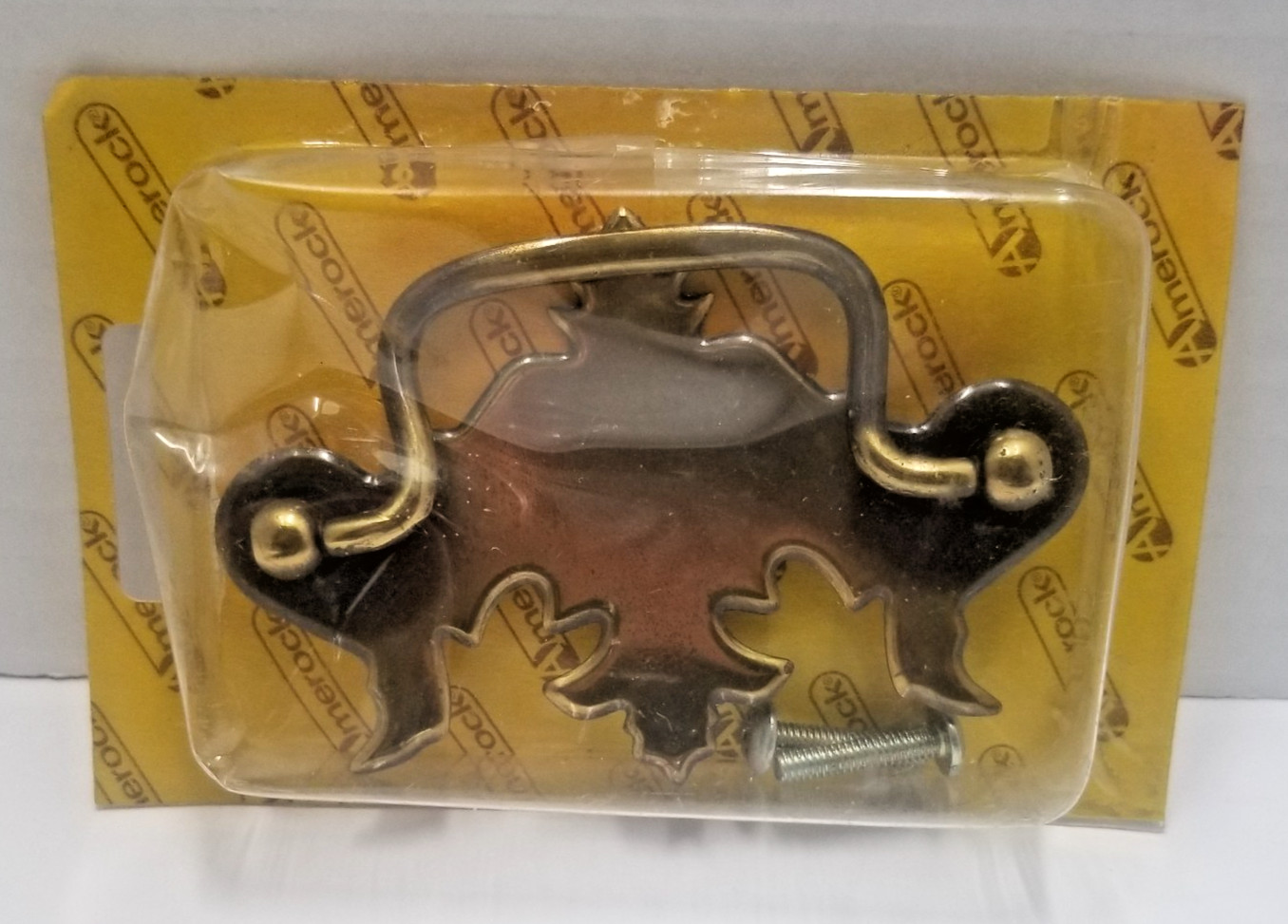 Vintage Amerock Chippendale Drop Bail Pull 3″ C-C NOS Brass w/ Screws