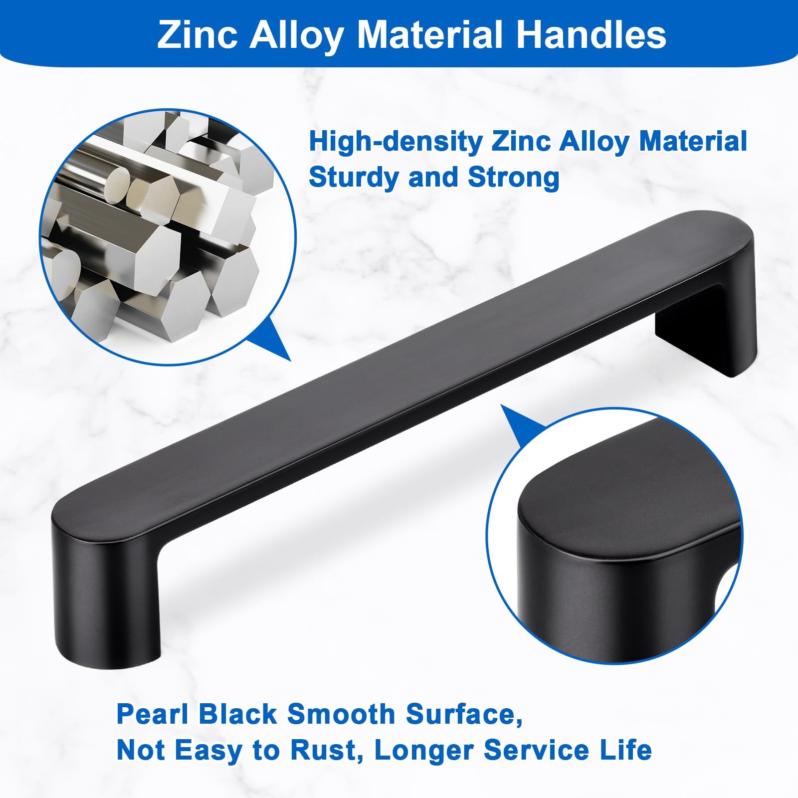 Weaverbird 4 Pack Cabinet Handles Pearl Black Drawer Pulls Furniture Cabinet