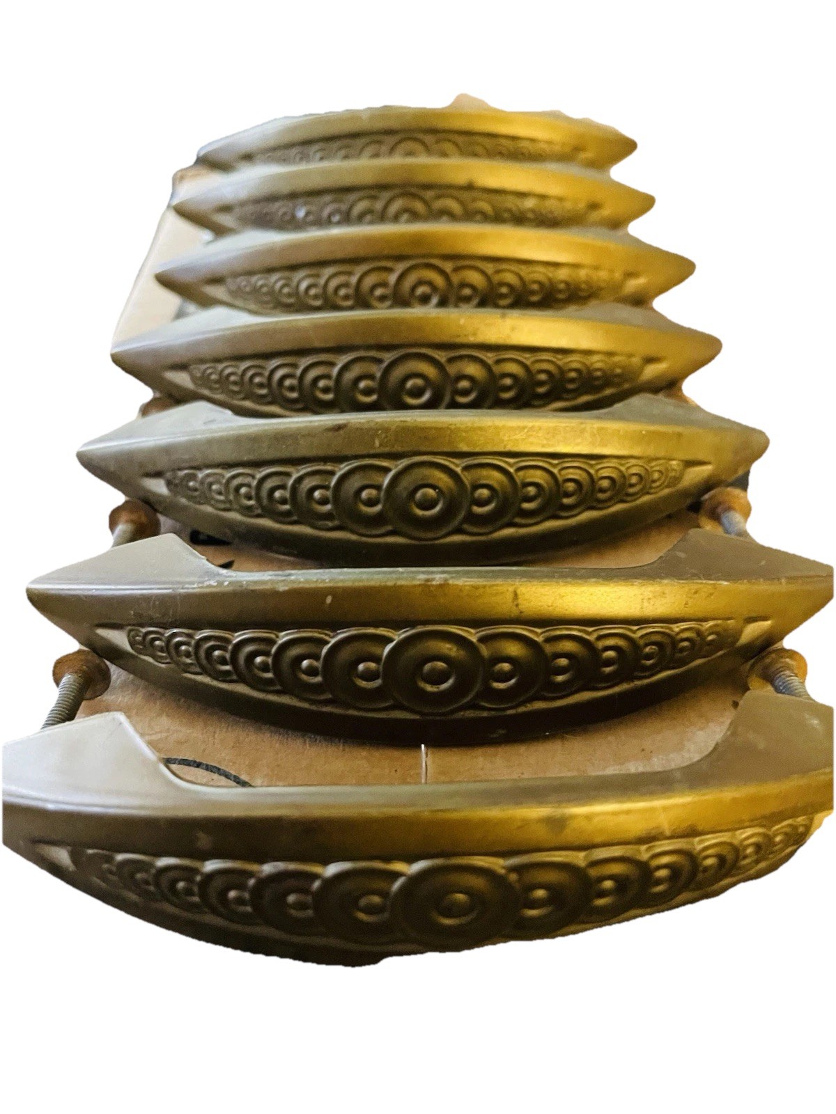 Set 8 Antique Vintage Art Deco Gold Toned Drawer Handle Pulls.