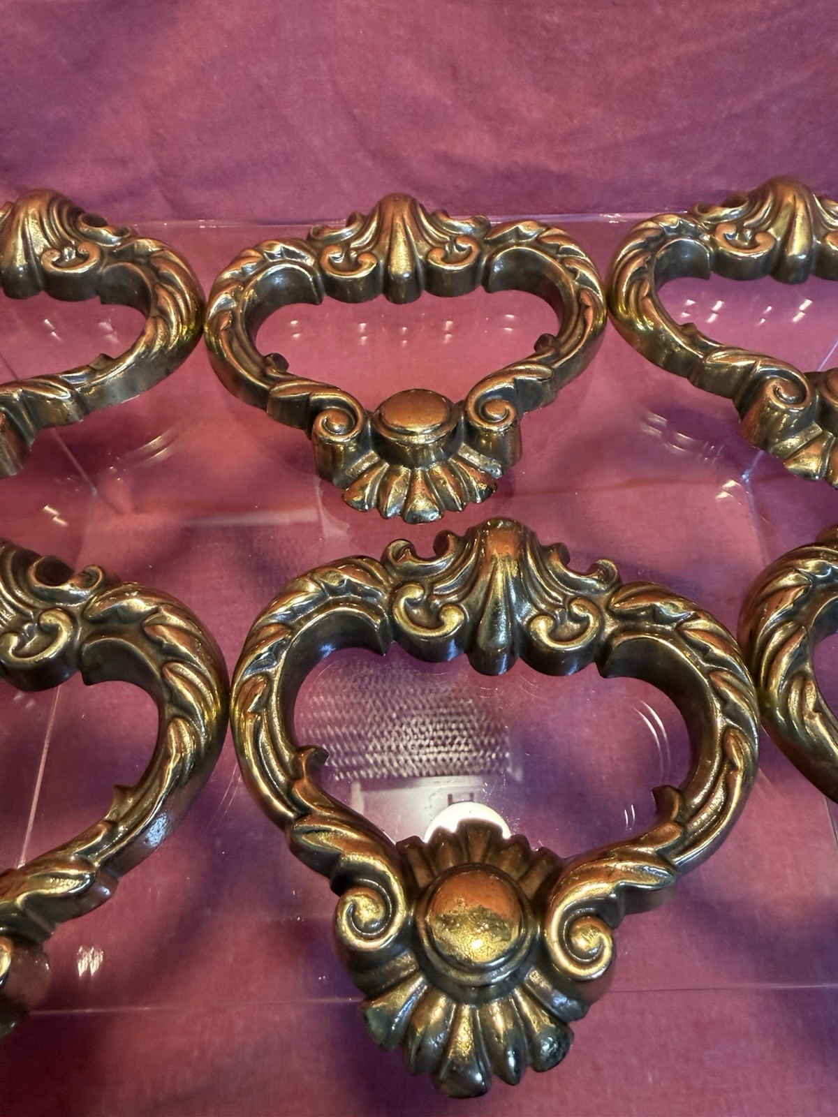 6 VTG Antique Drop Handles Cabinet Drawer Pulls Door Dresser Brass Hardware (96)