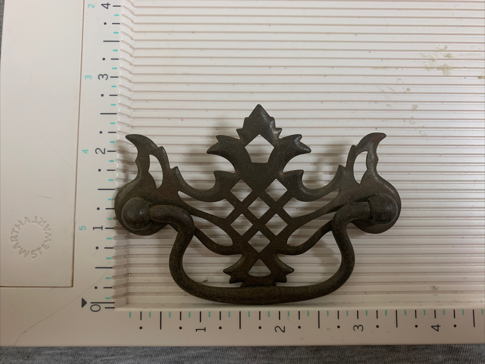Vintage Brushed Brass Batwing Handle Drawer Pulls Lot of 4