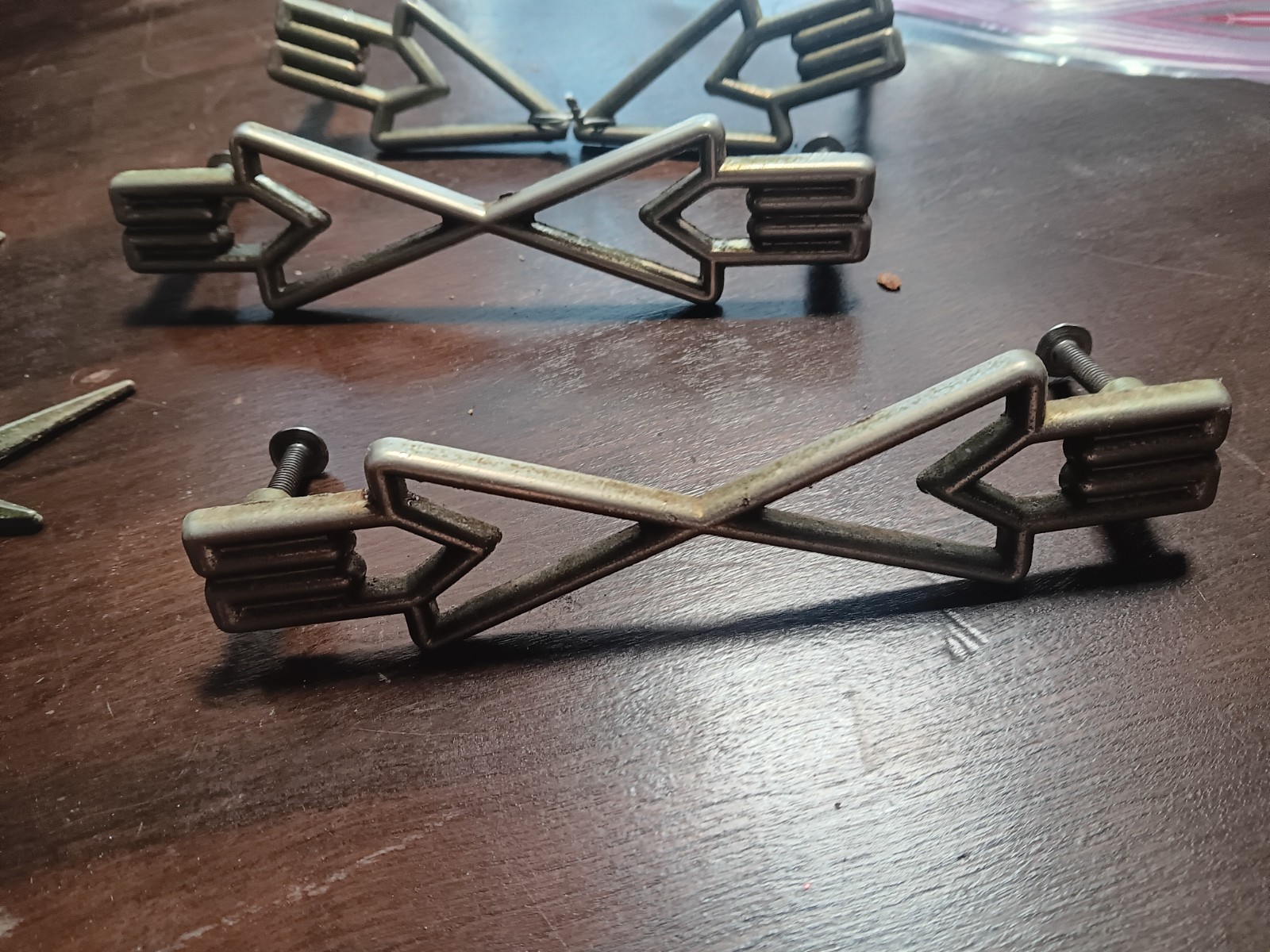 Atomic Star MCM Space Age Drawer Pulls Lot Of 4 Brass Tone