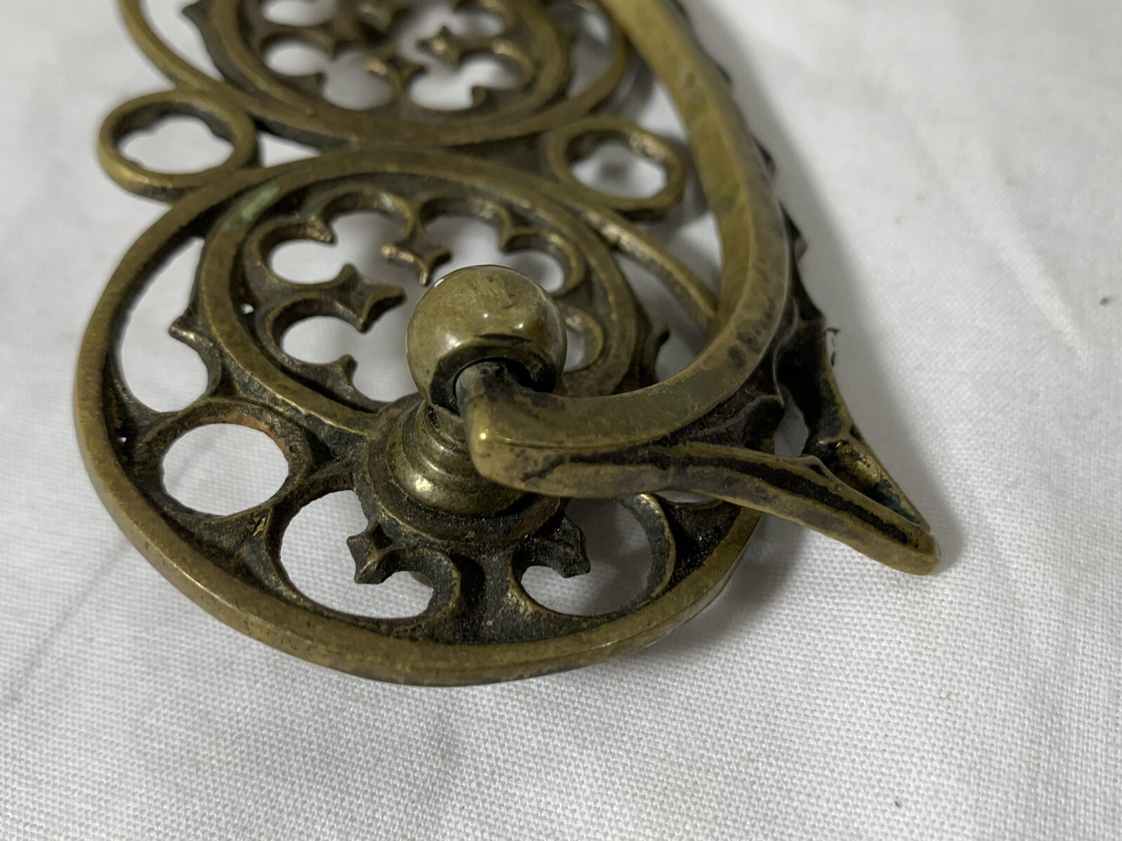 4 UNIQUE Vintage Celtic Spanish Ornate Fancy Brass Drawer Dresser Pulls