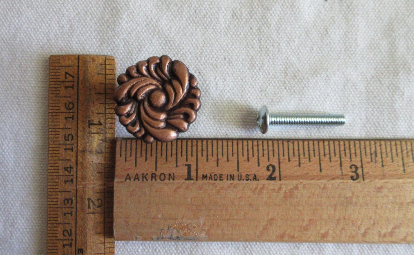 Provincial Copper 1″ round pull knob Swirl Design LOT of 7 drawer cabinet desk