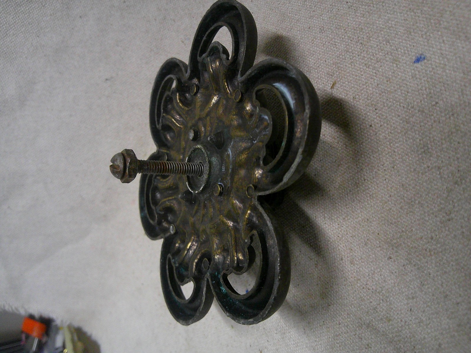 8 Large Romantic vintage drawer pulls handles rosette floral design Ornate OLD