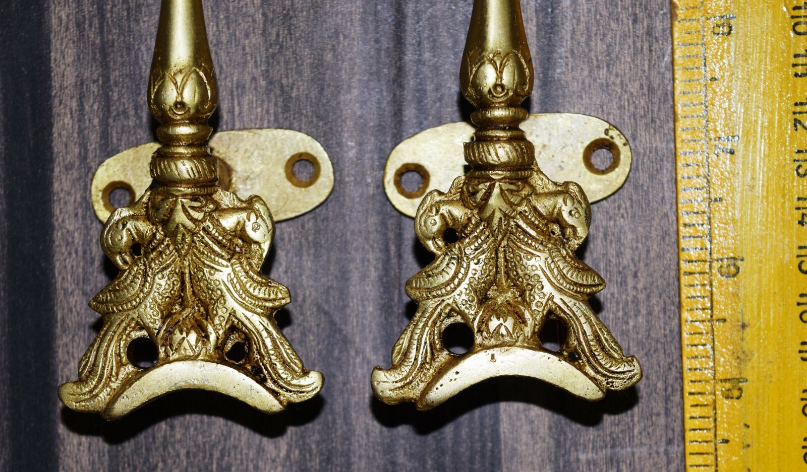 Brass Cockatoo Door Handle Pair Peafowl Bird Dresser Pull Oval Shape Base GTX