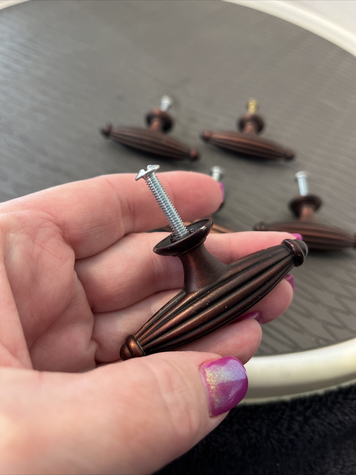 Metal (brown Rust Color) Furniture Knobs Pulls 2”.5” Set Of 5