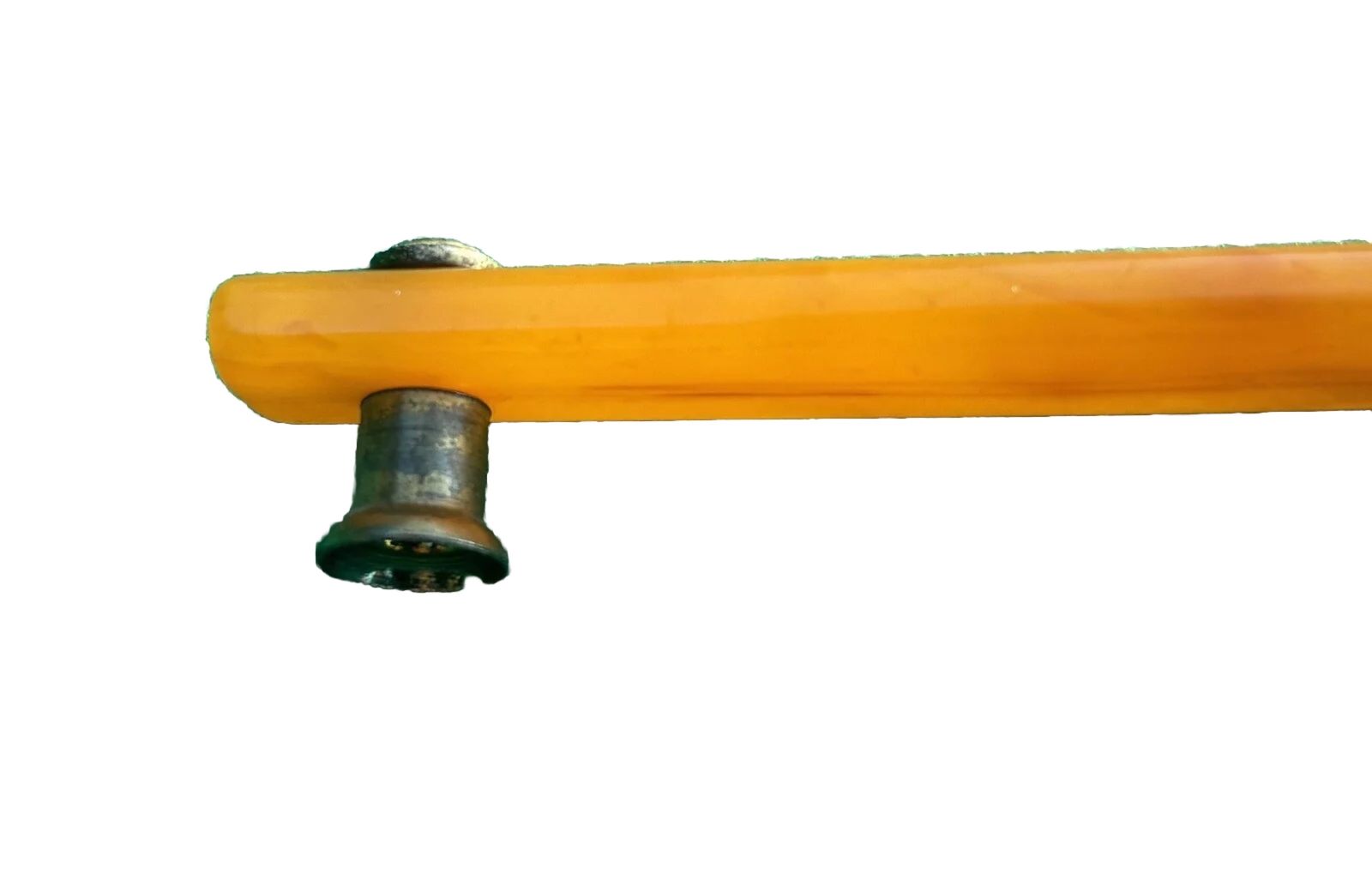 RARE 7.75” Art Deco Antique Hardware Brass & Tortoise Amber Bakelite Drawer Pull