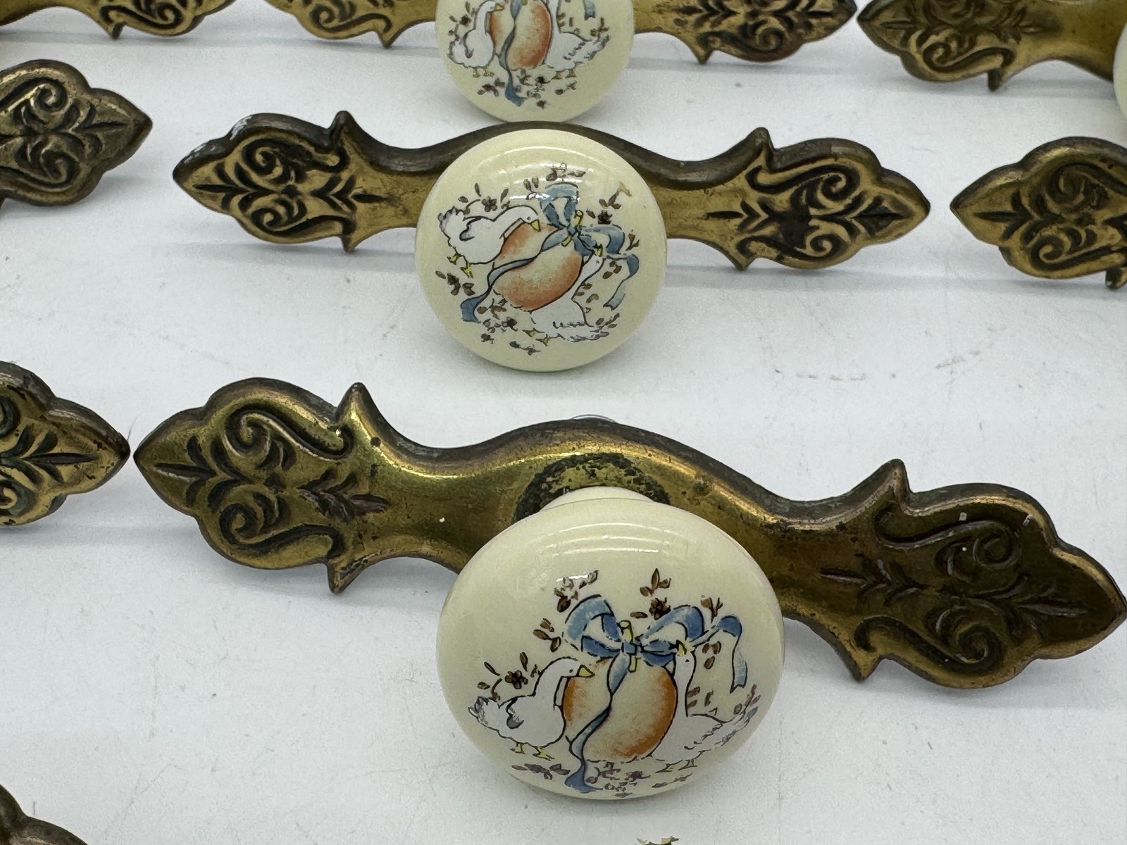 VTG 80’s Belwith Marmalade Geese 20 Round Knobs P552-ML Japan CottageCore READ