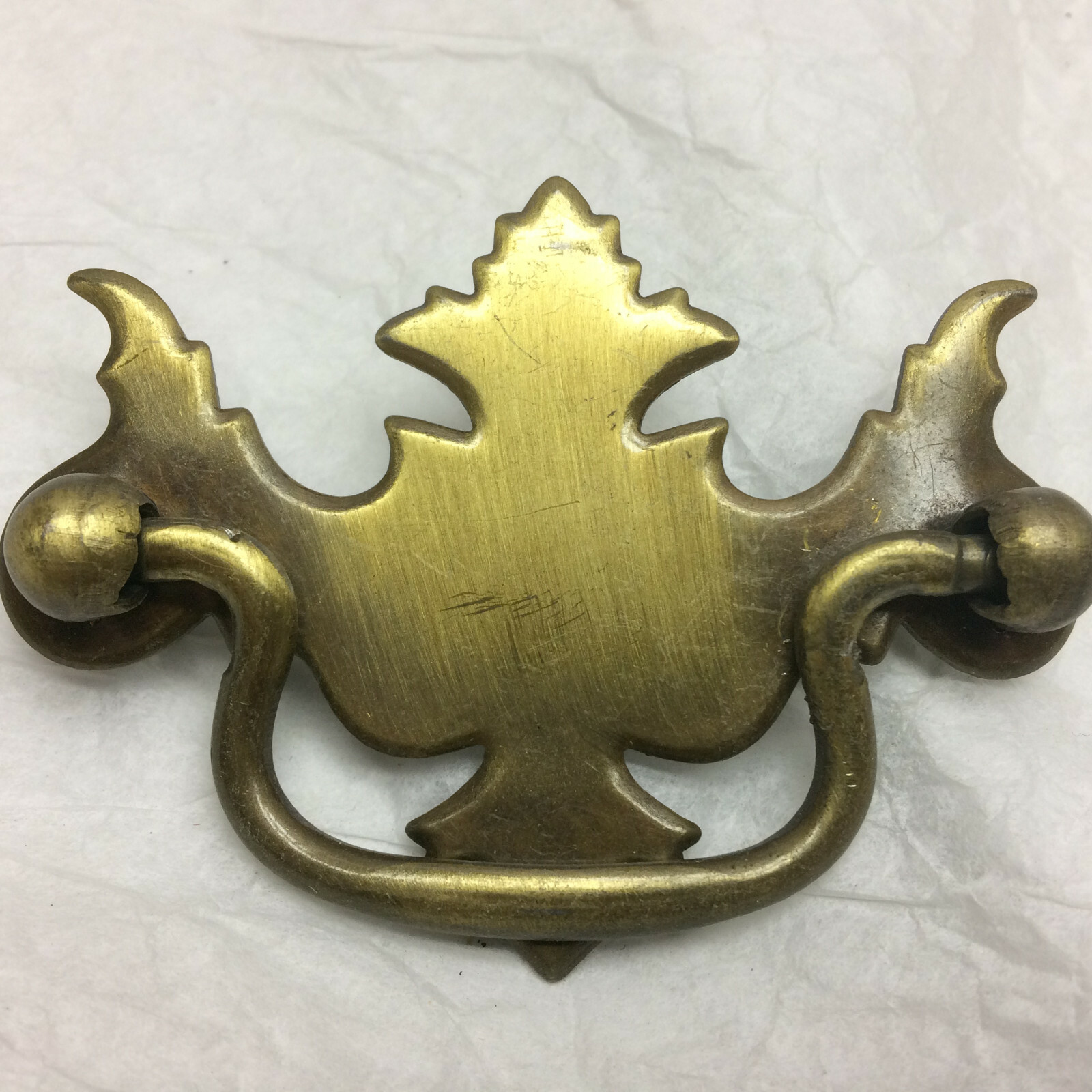 8 Vtg Drawer Pulls Pressed Tin Metal Ornate Design DIY Project Hardware floral