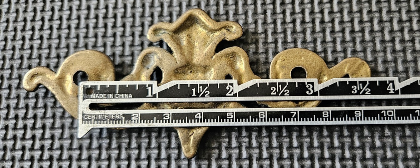 RARE Large Antique Ornate Brass France Chippendale Batwing Drawer Pull FREESHIP