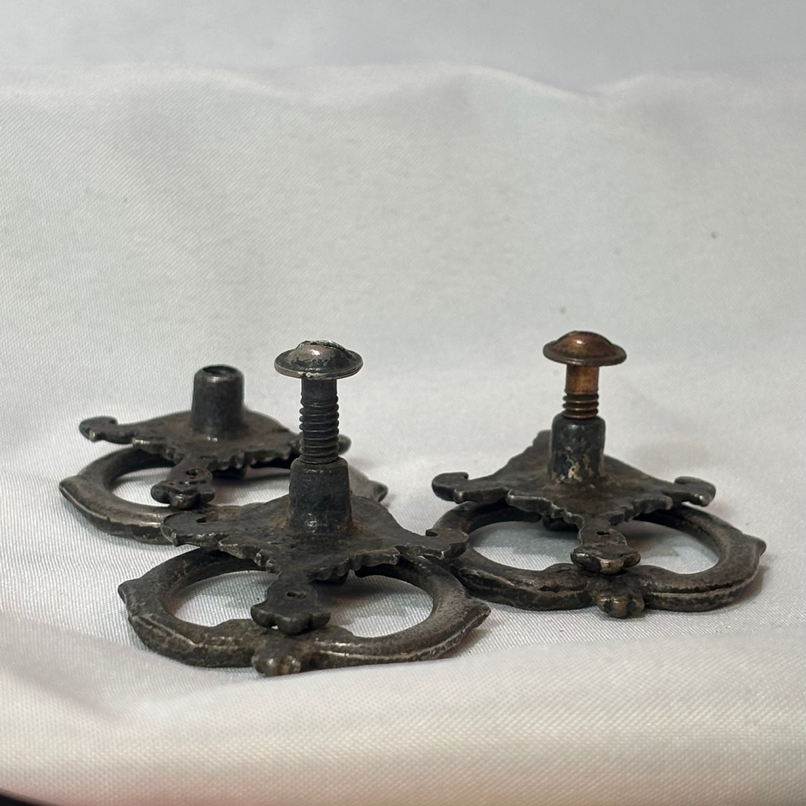 Antique French Provincial Drawer Pulls Victorian Bail Drop Silver Tone #2976