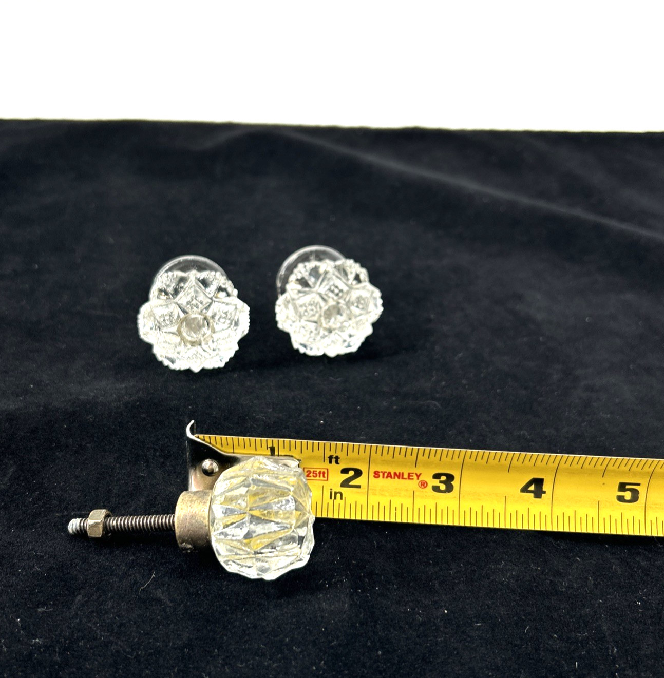 6 Vintage Clear Glass Drawer Cabinet Knob Flower Design Furniture Hardware Pull