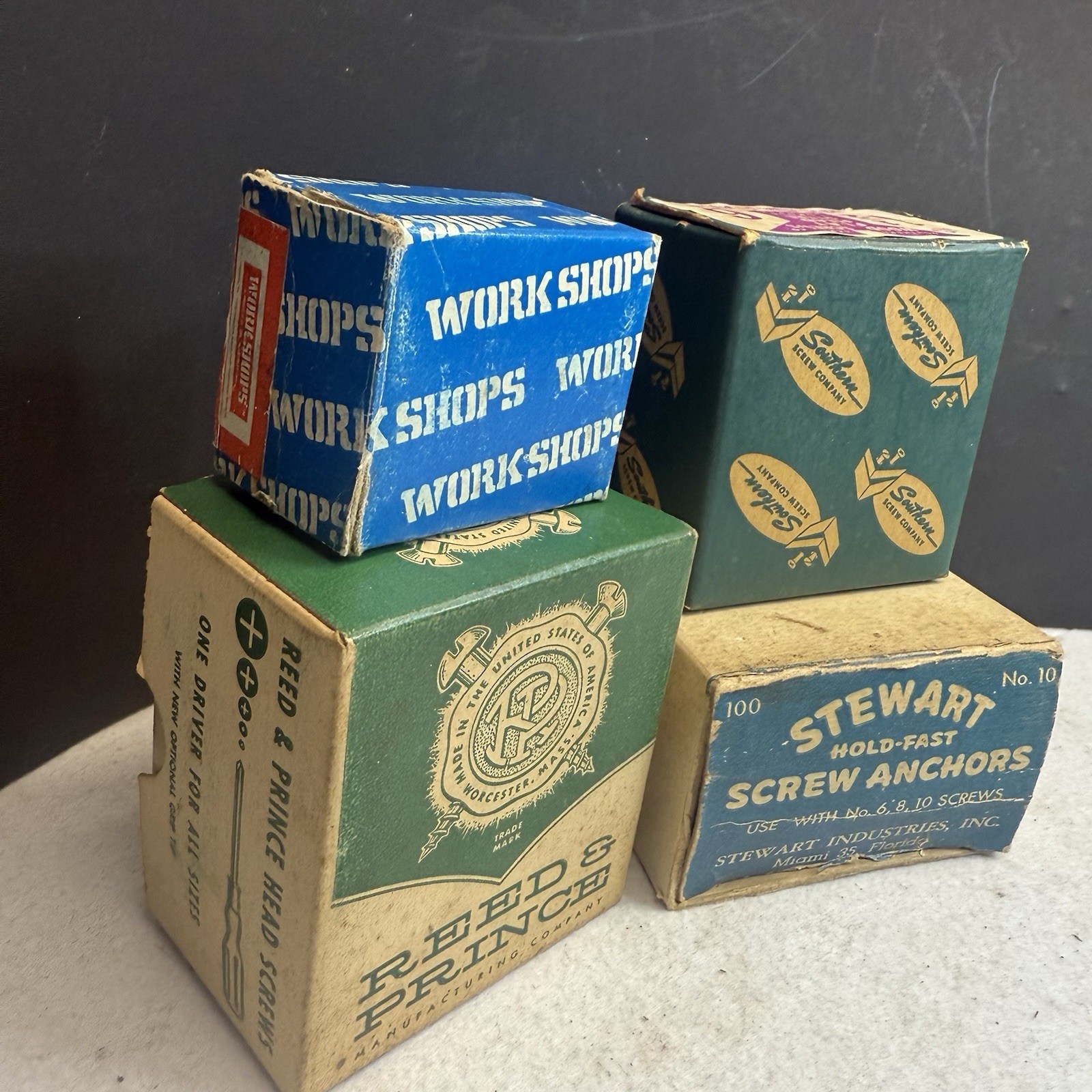 Lot Vintage 4 Vintage Hardware Boxes With Screws & Anchors USA Made
