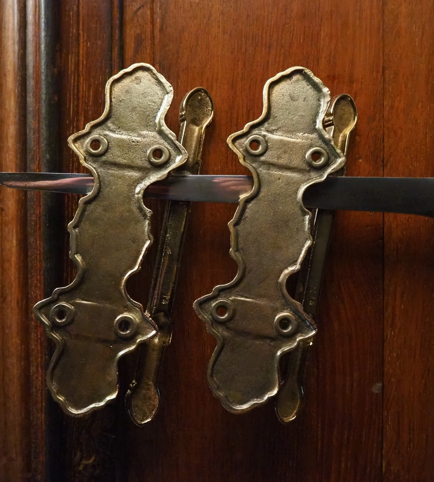 Antique French Lot of 4 Gothic brass look Coffin Handles