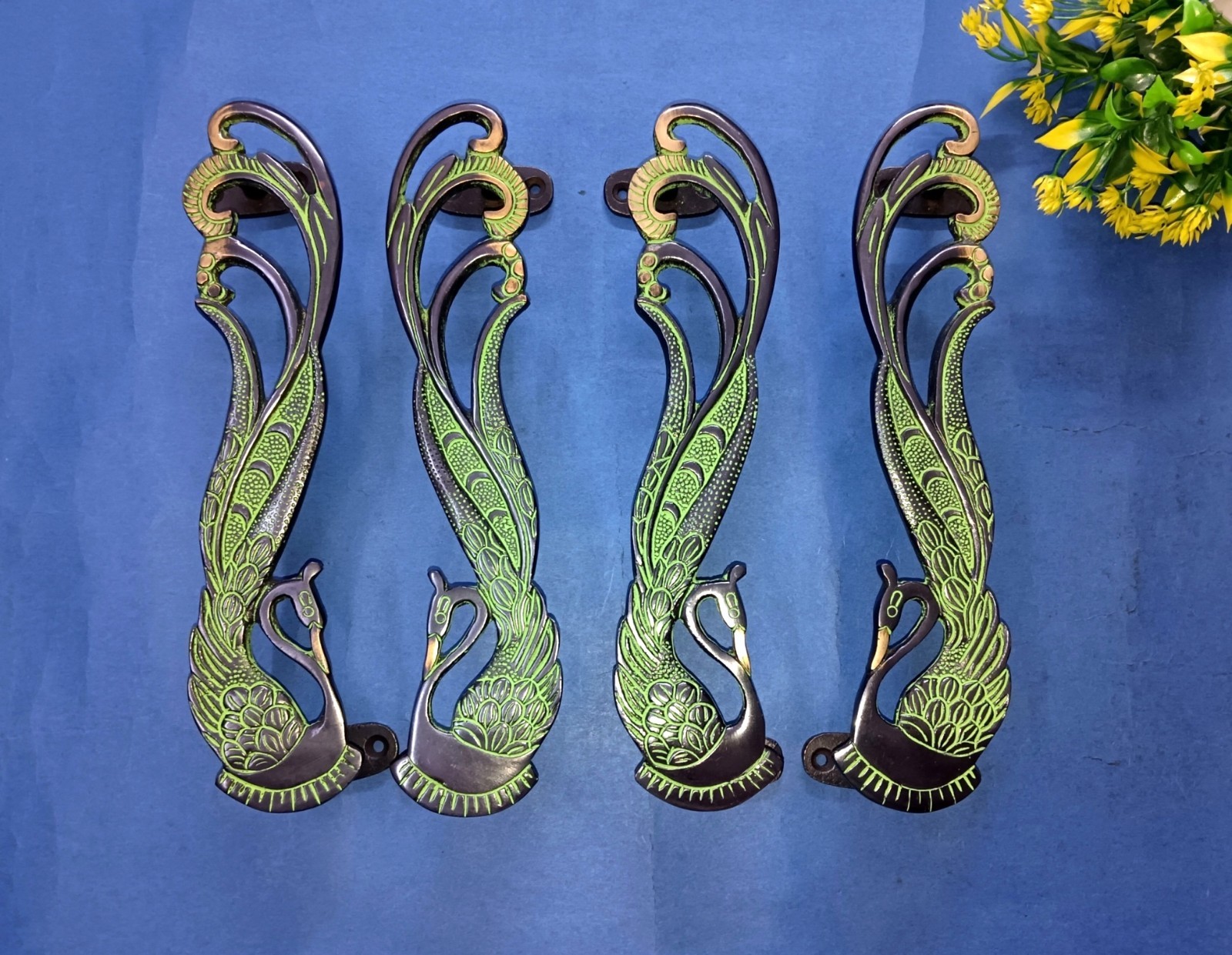 11″ Inches Peacock Door Handle Brass Office Door Puller 02 Sets (4 Pieces) GTX