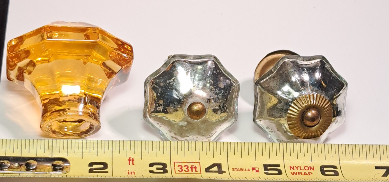 Vintage Mercury Glass Mellon Knob: Dresser/Door/Drawer/Pull Knobs Lot of 2 + 1