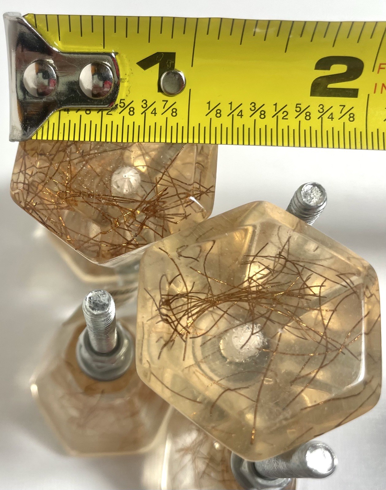 6 World Market clear Resin/Acrylic Copper threads hexagonal cabinet knobs,Pulls