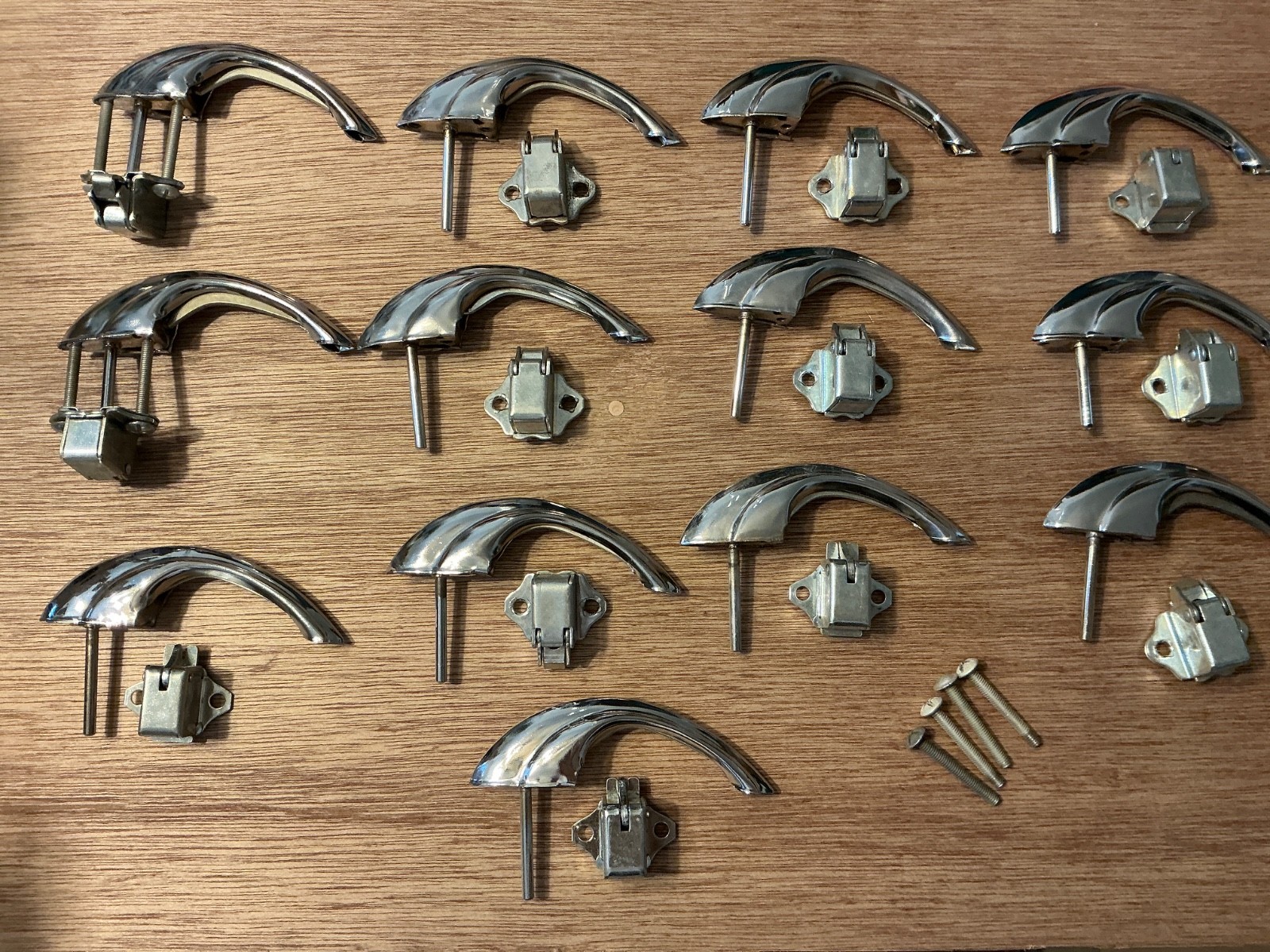 13 Vintage Mid Century Chrome Kitchen Bathroom Cabinet Door Latch Pull Handle