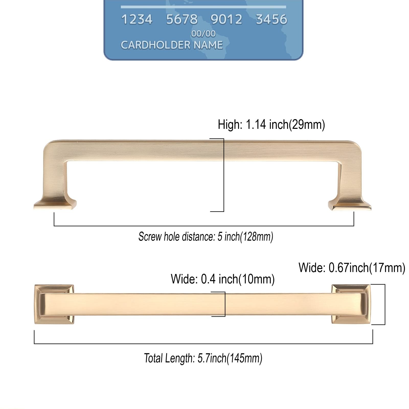 10 Pack 5″(128mm) Brushed Brass Cabinet Pulls Kitchen Cabinet Handles Gold Dr…