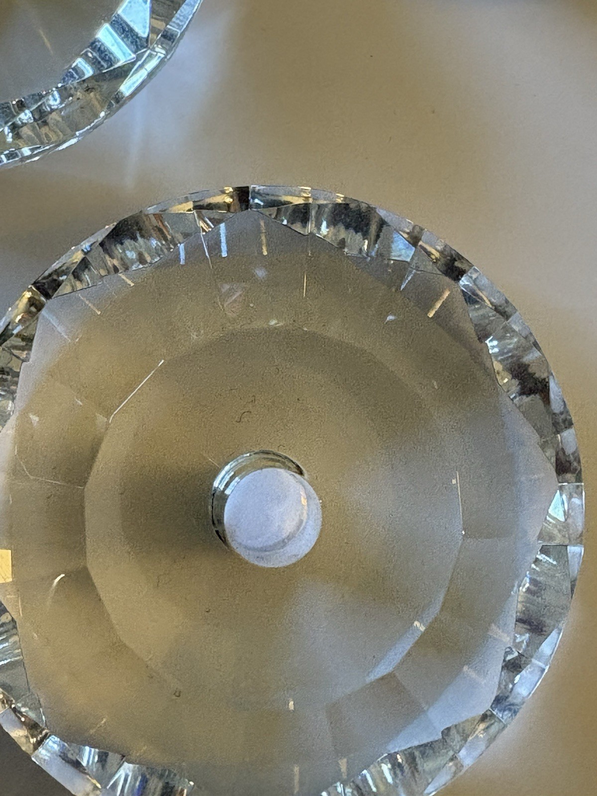 10 Crystal Glass Diamond Shaped Cabinet or Drawer Knobs 2 3/8 Inches Diameter