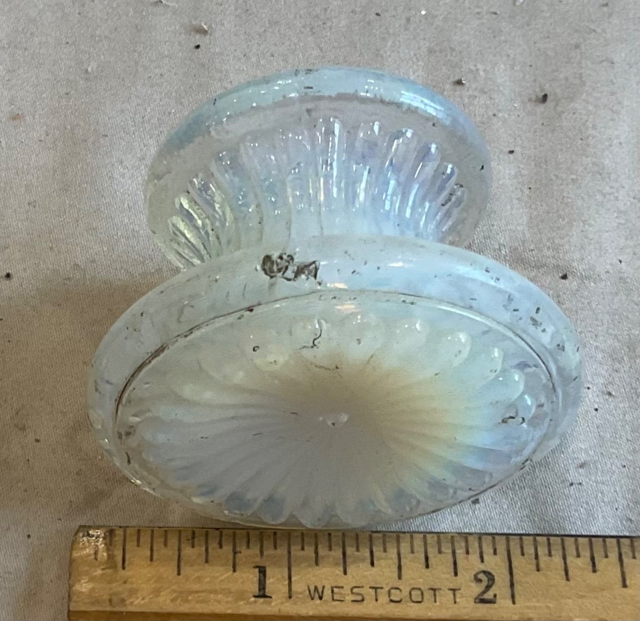 Antique Opalescent Glass Drawer Pull, Knobs – set of 5