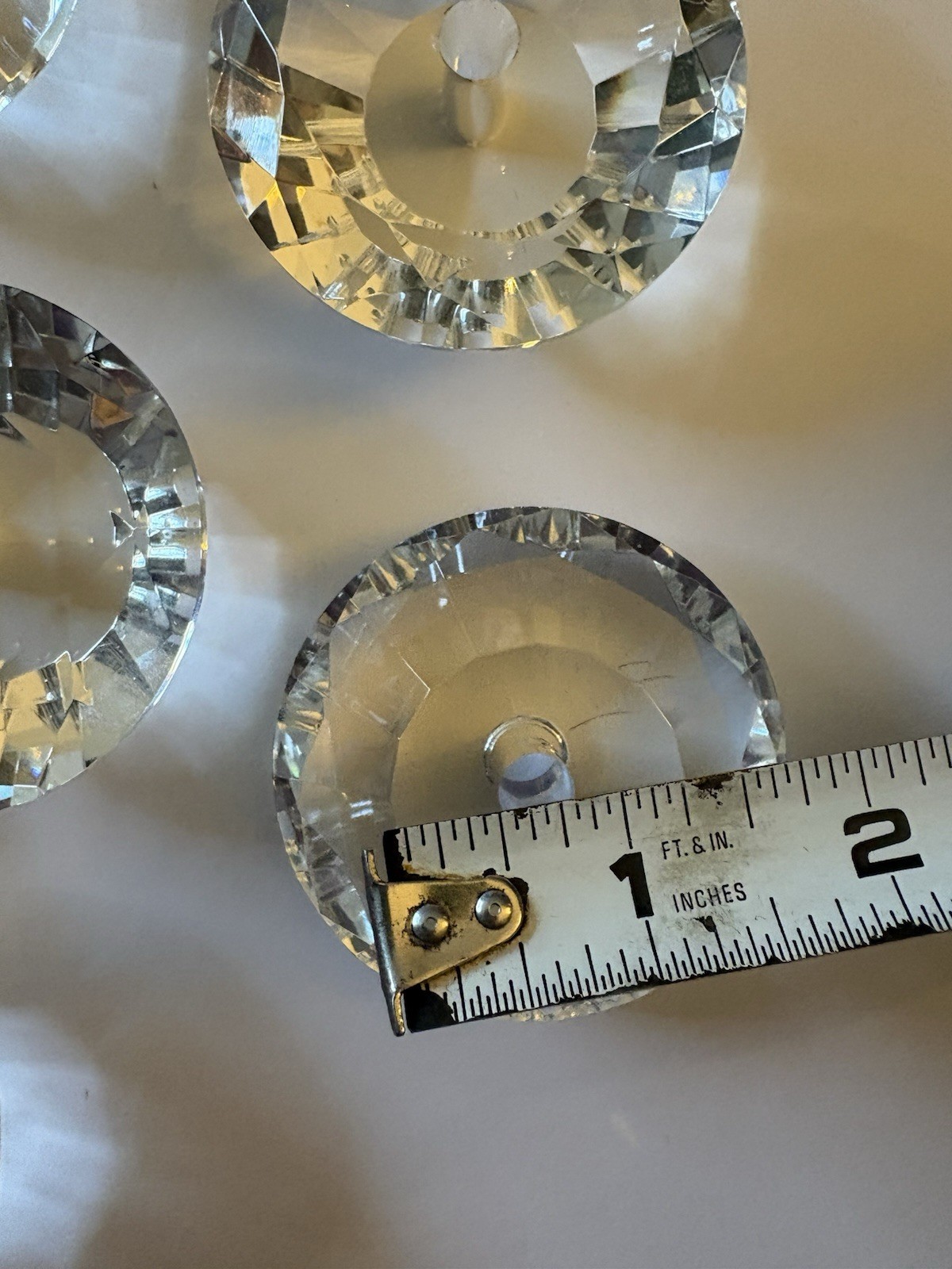 10 Crystal Glass Diamond Shaped Cabinet or Drawer Knobs 2 3/8 Inches Diameter