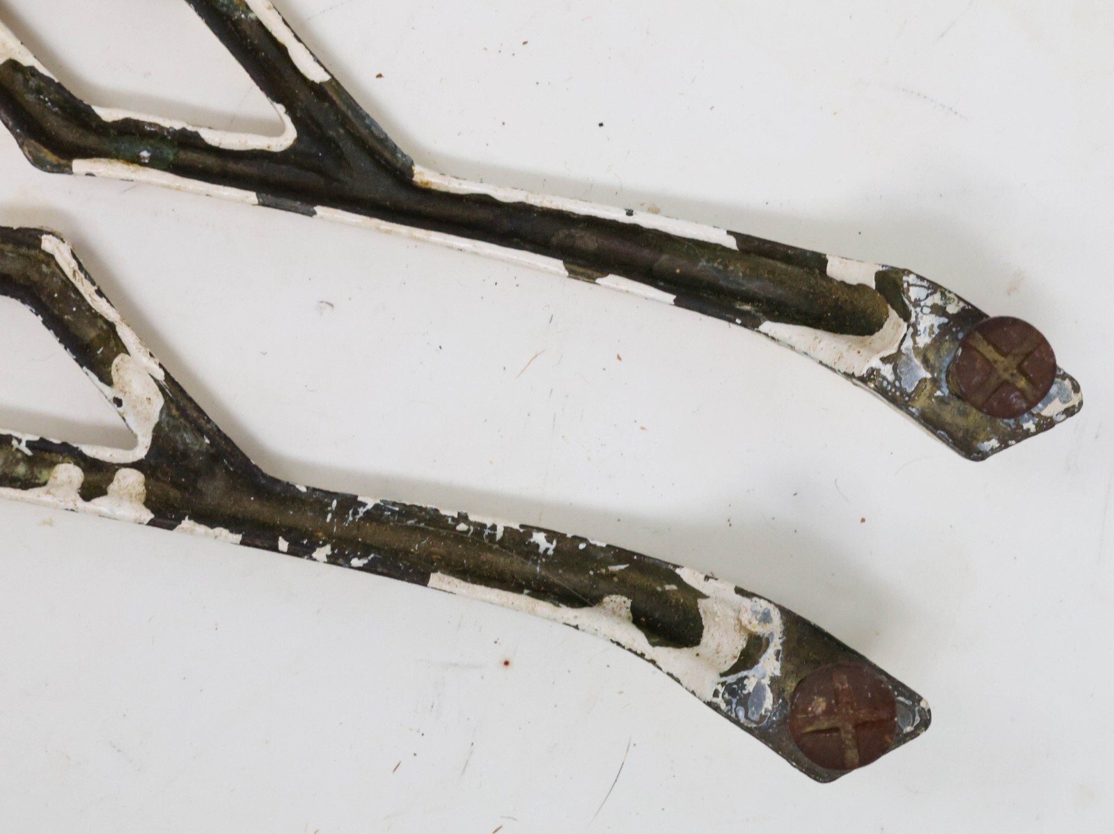 Antique Matching Pair Drawer Pulls Handles 8-1/8″ Long 7-3/8″ CTC Painted Brass